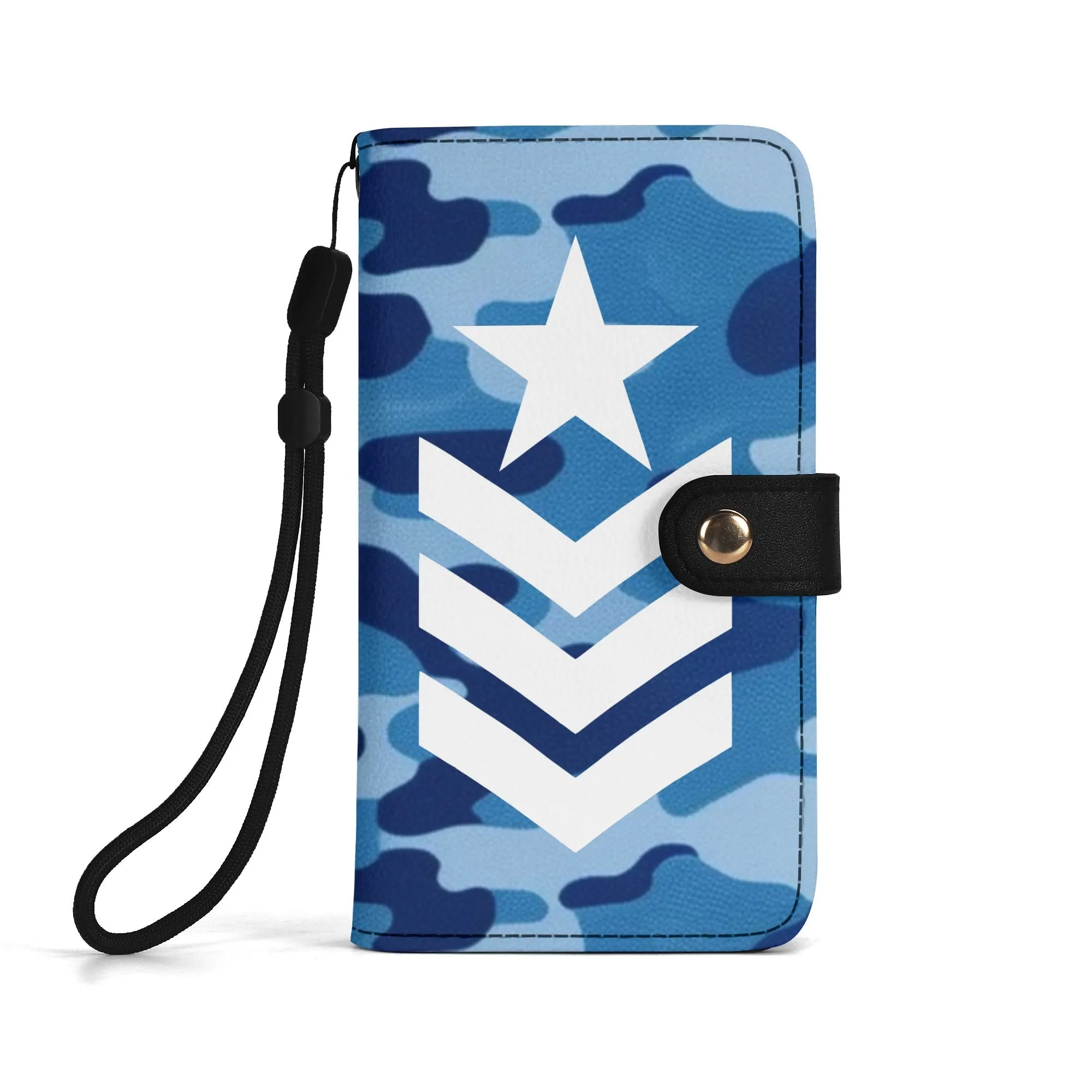 Camouflage Black PU Leather Wallet Phone Flip Case