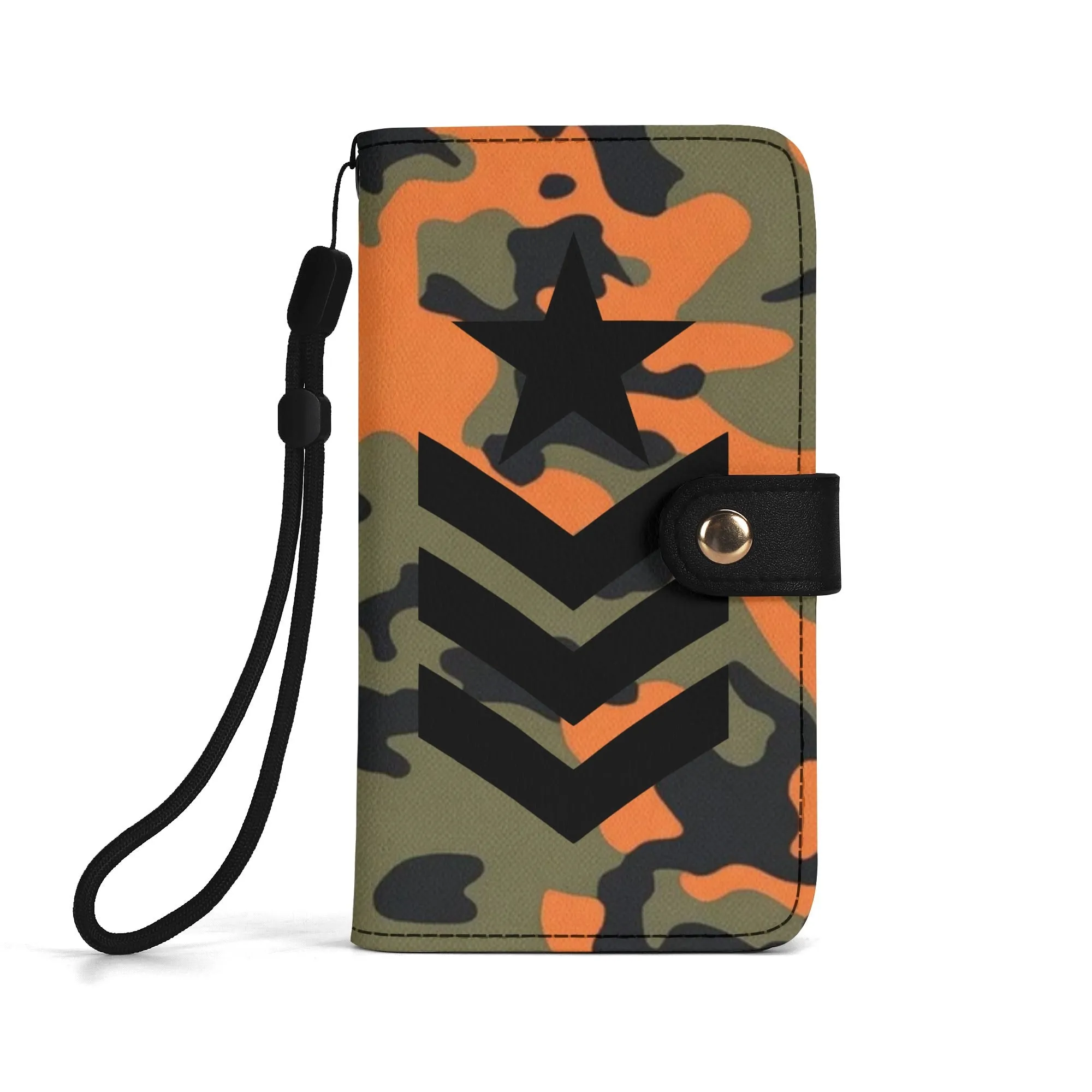 Camouflage Black PU Leather Wallet Phone Flip Case