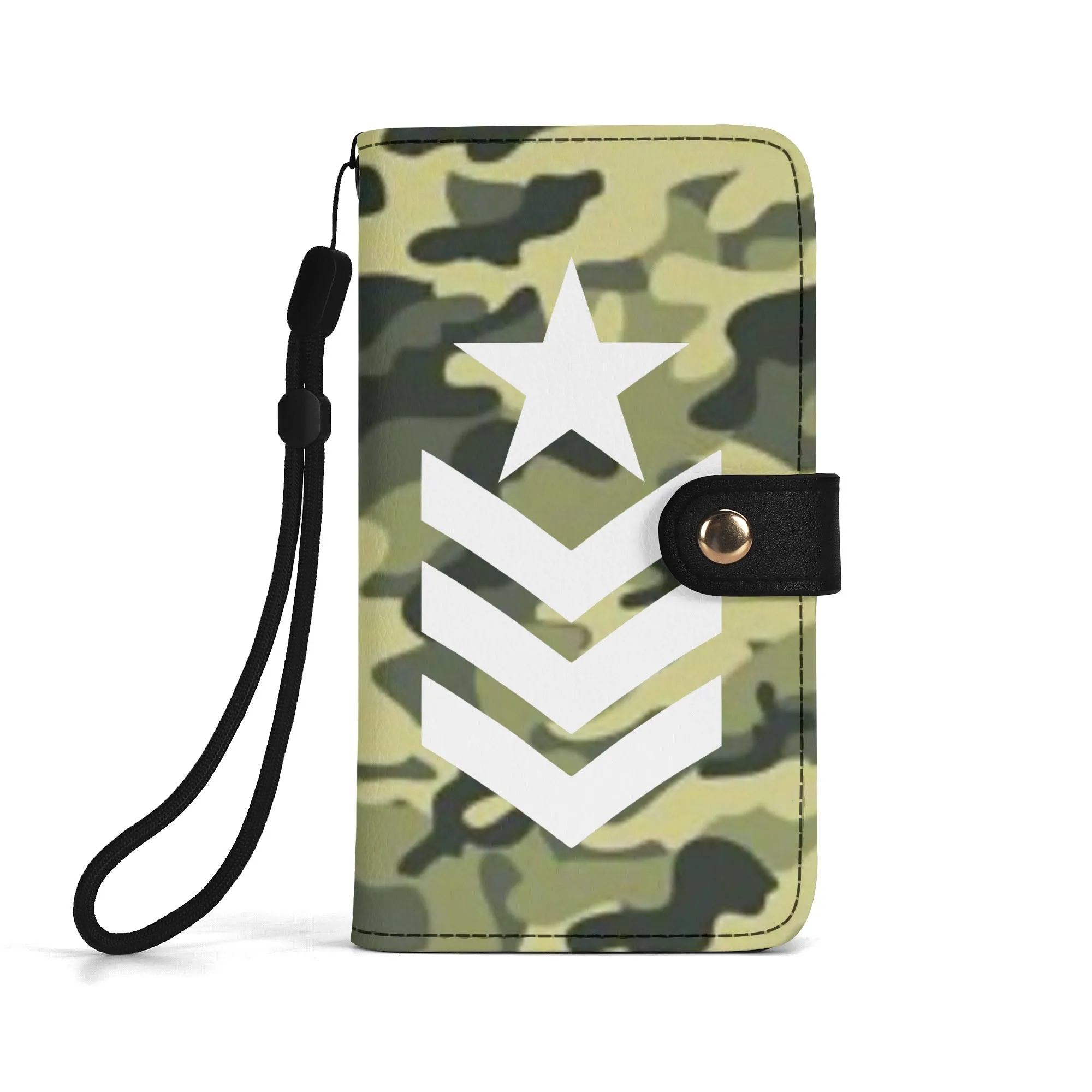 Camouflage Black PU Leather Wallet Phone Flip Case