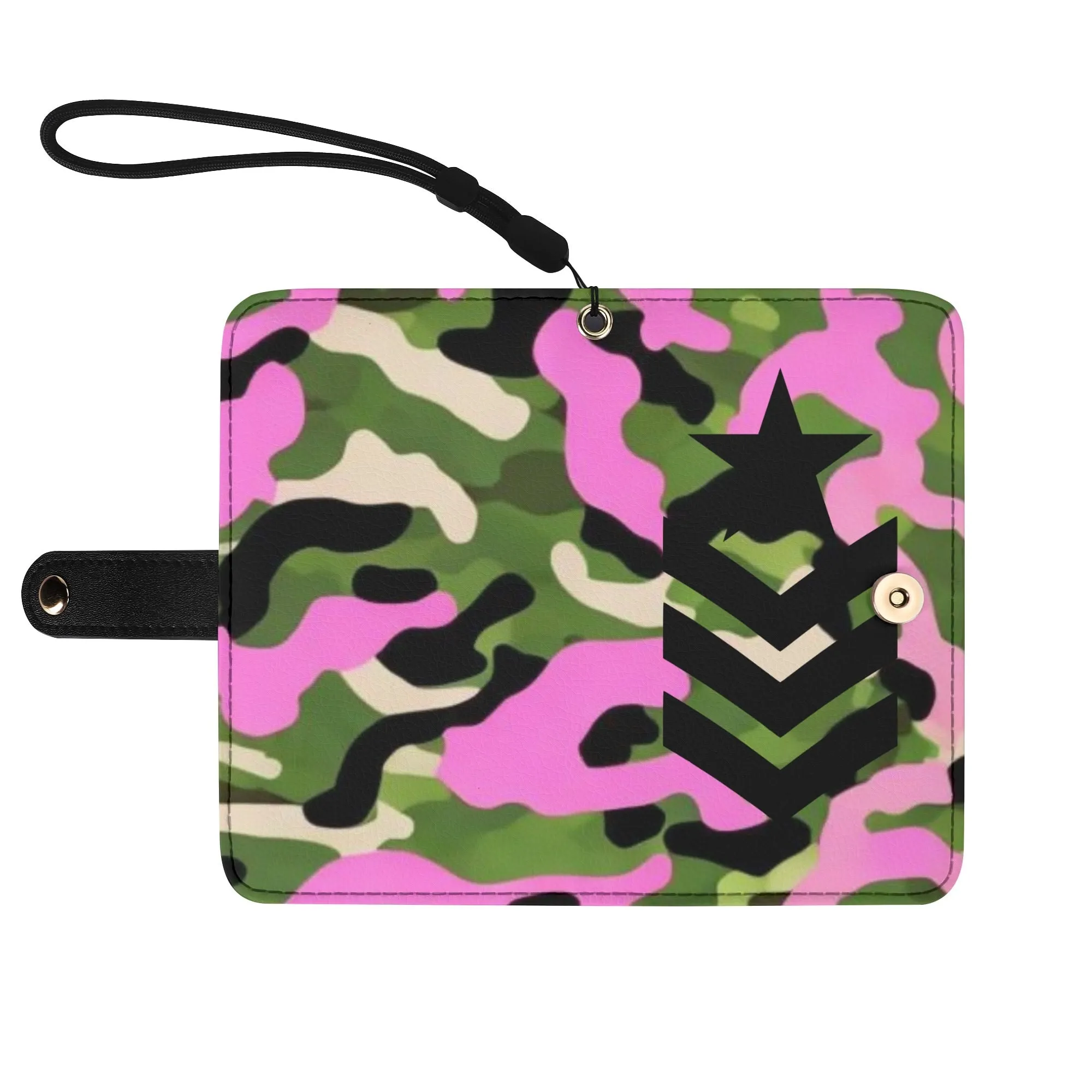 Camouflage Black PU Leather Wallet Phone Flip Case
