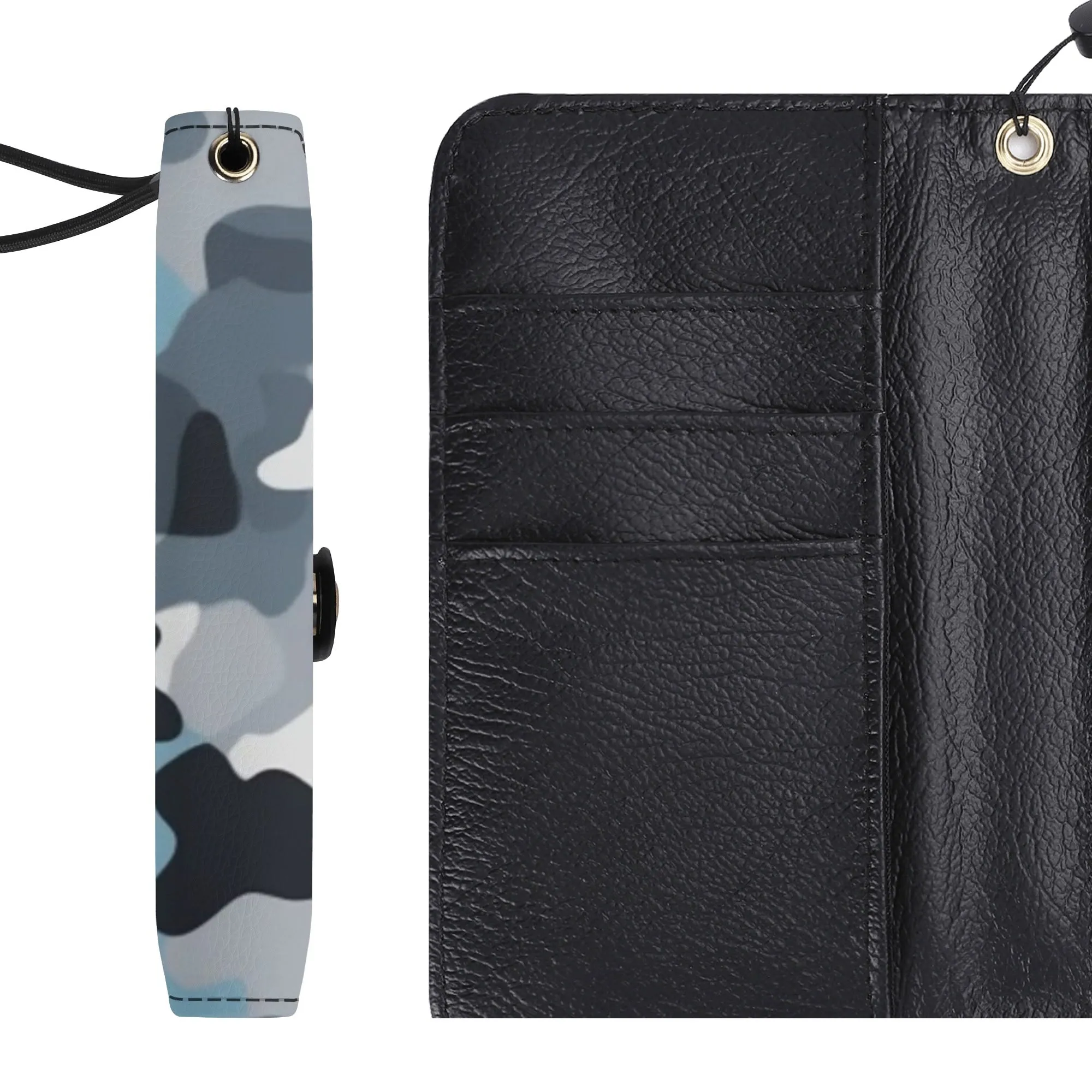 Camouflage Black PU Leather Wallet Phone Flip Case