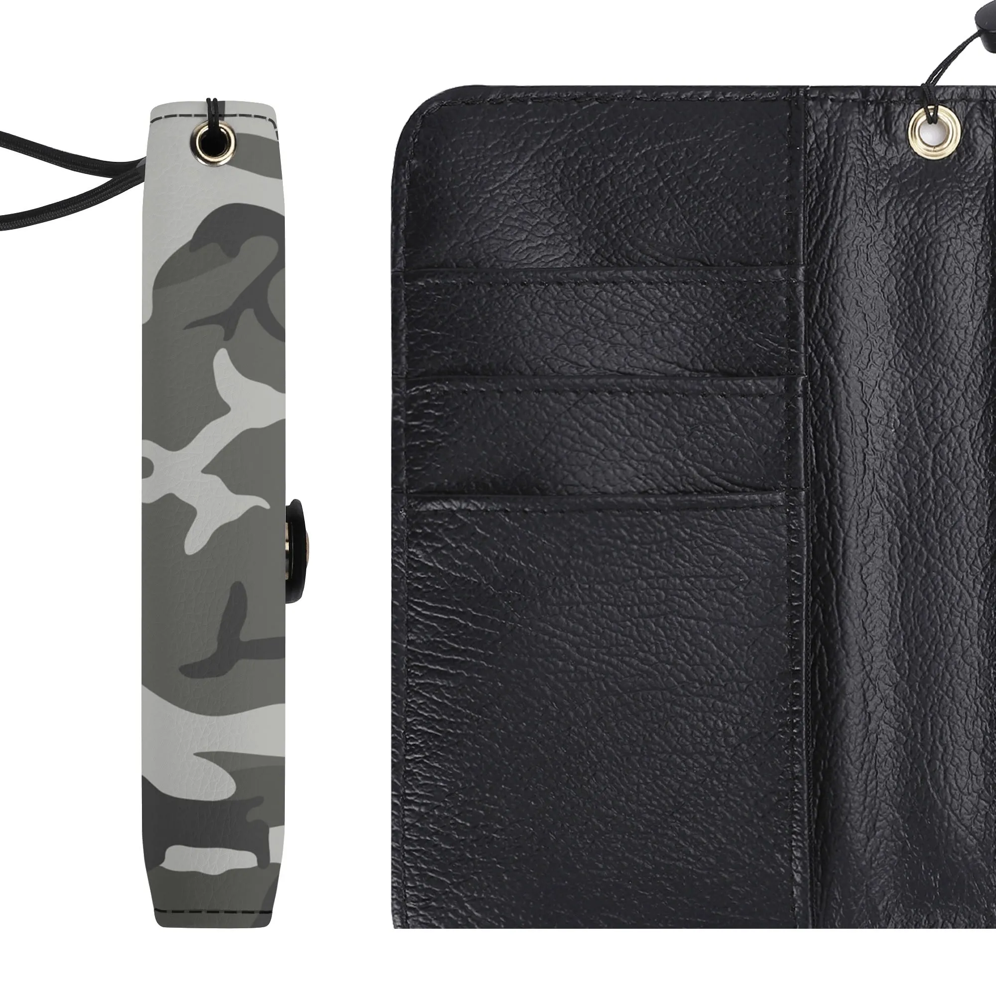 Camouflage Black PU Leather Wallet Phone Flip Case
