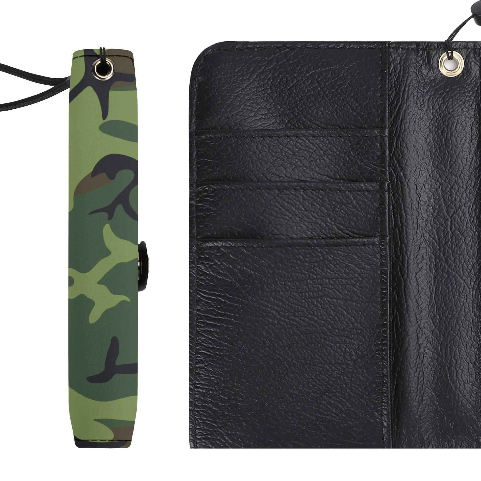 Camouflage Black PU Leather Wallet Phone Flip Case