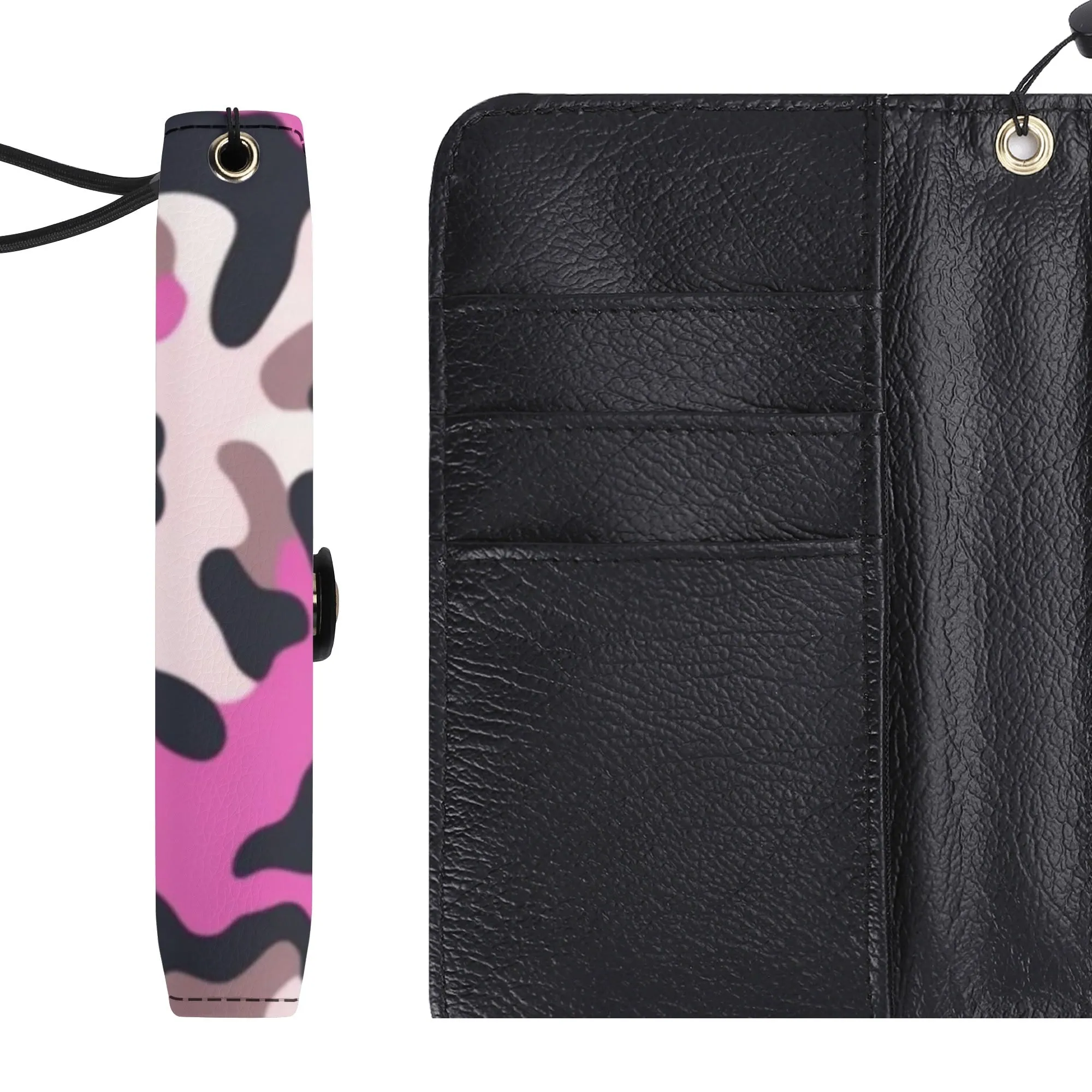 Camouflage Black PU Leather Wallet Phone Flip Case