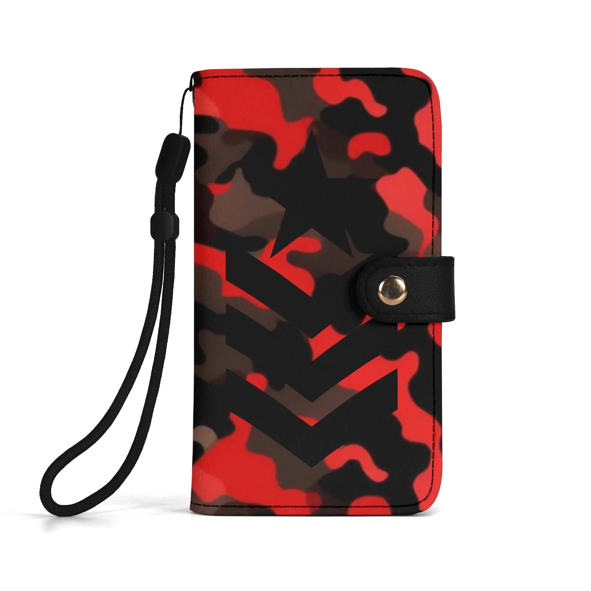 Camouflage Black PU Leather Wallet Phone Flip Case
