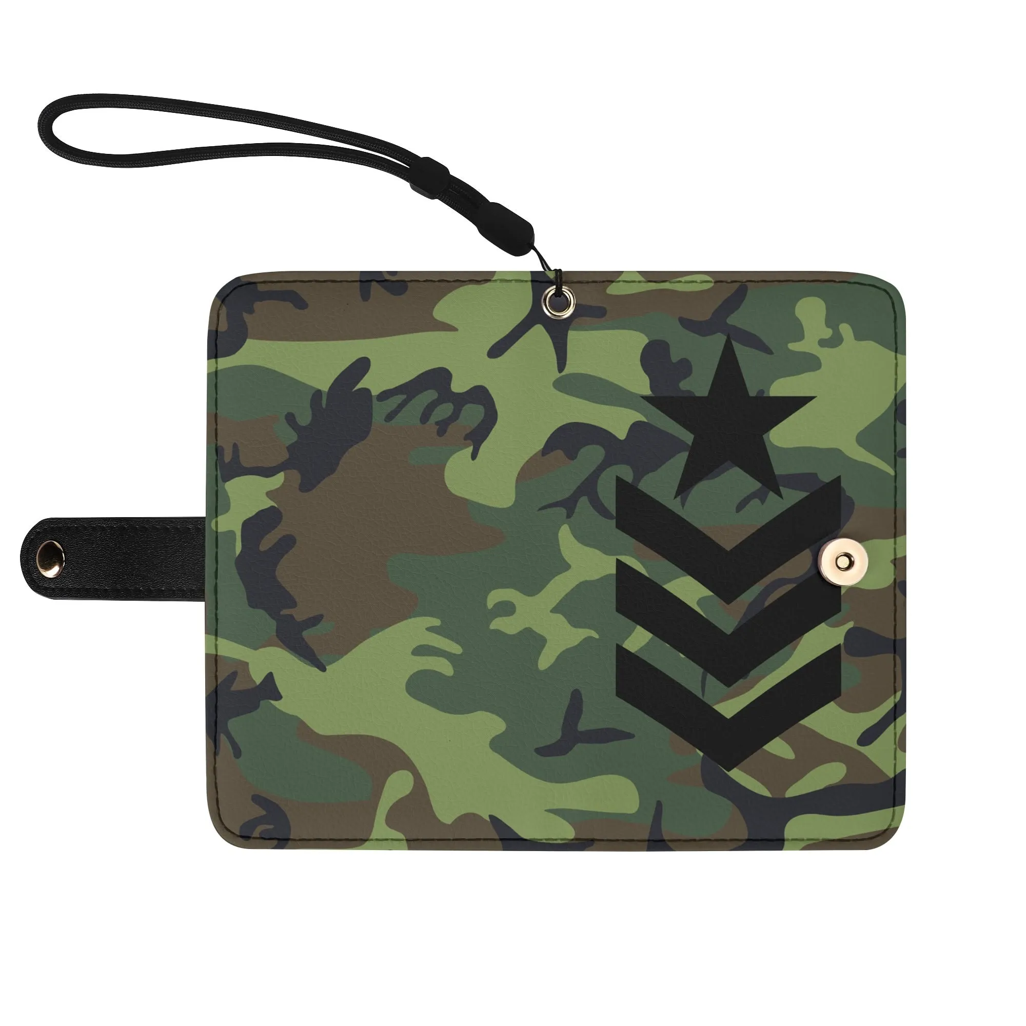 Camouflage Black PU Leather Wallet Phone Flip Case