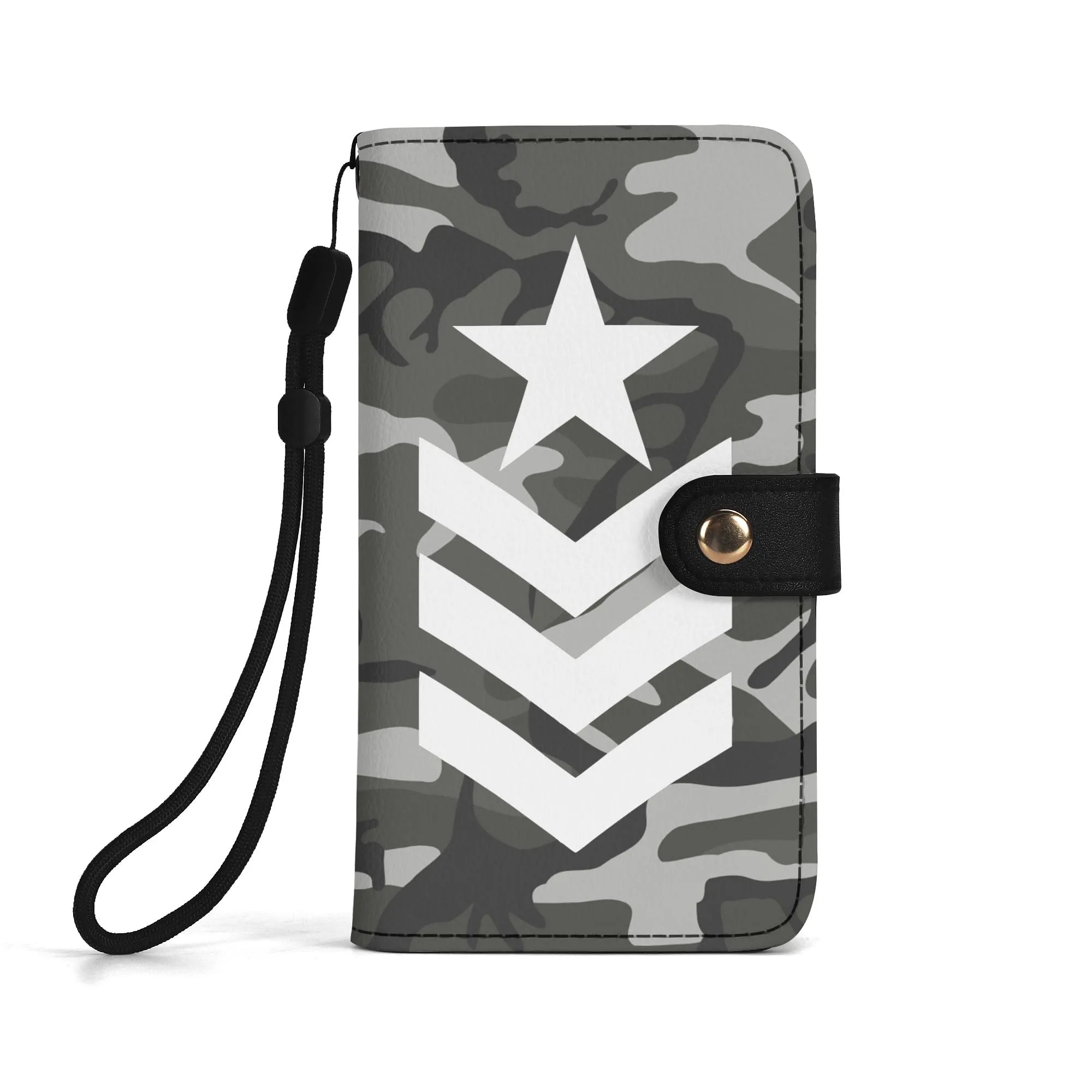 Camouflage Black PU Leather Wallet Phone Flip Case