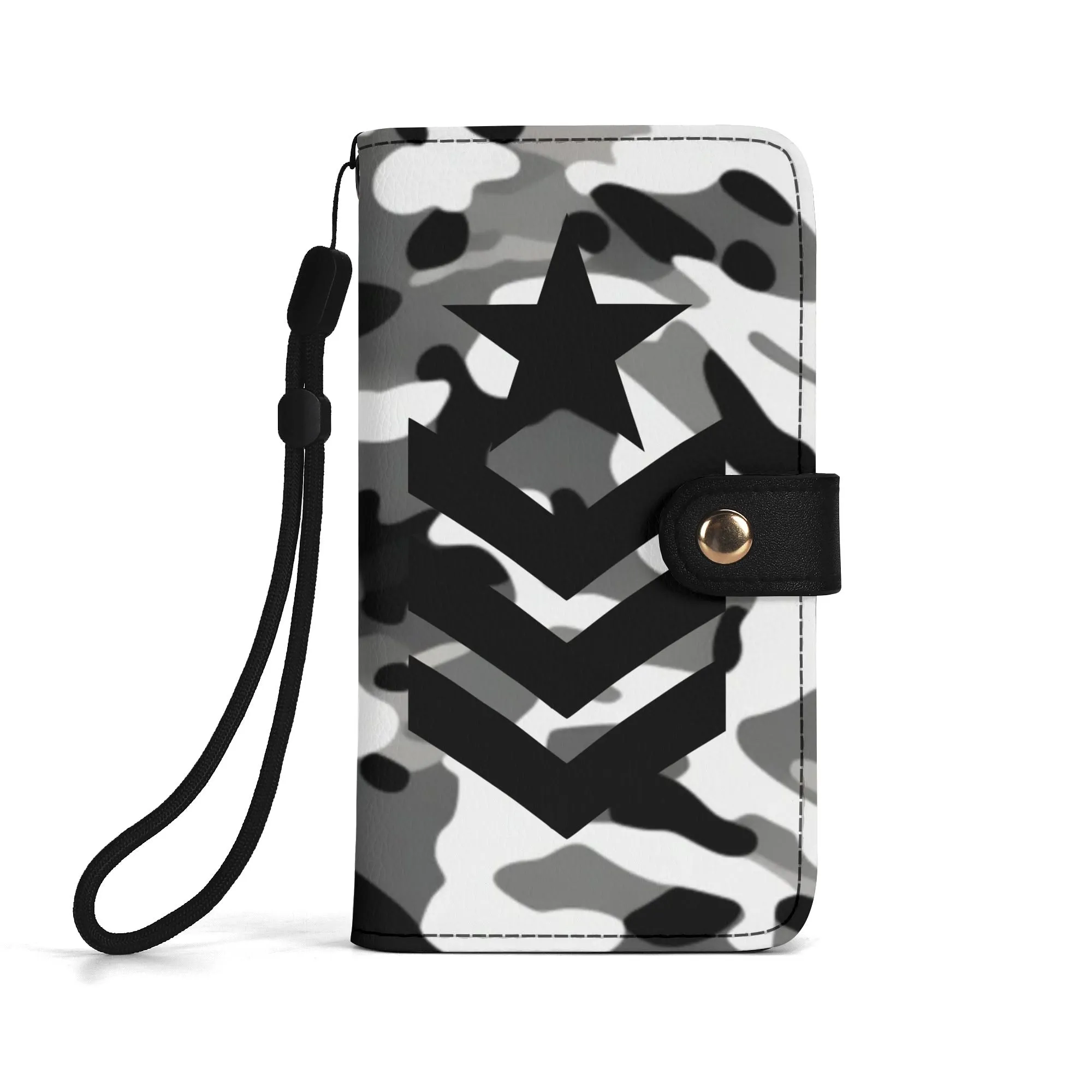 Camouflage Black PU Leather Wallet Phone Flip Case