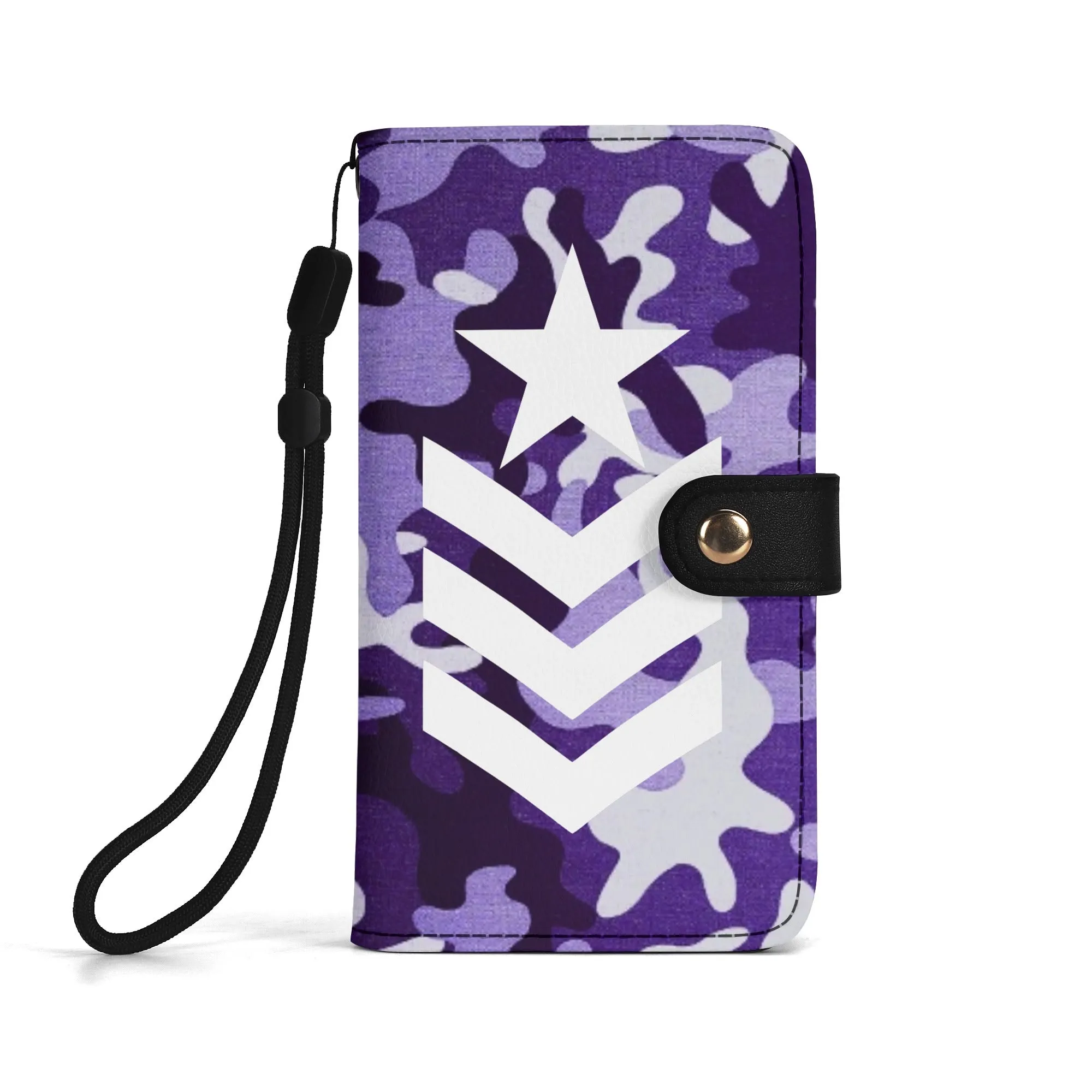 Camouflage Black PU Leather Wallet Phone Flip Case