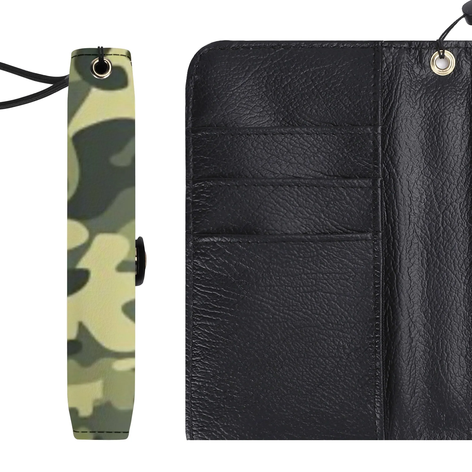 Camouflage Black PU Leather Wallet Phone Flip Case
