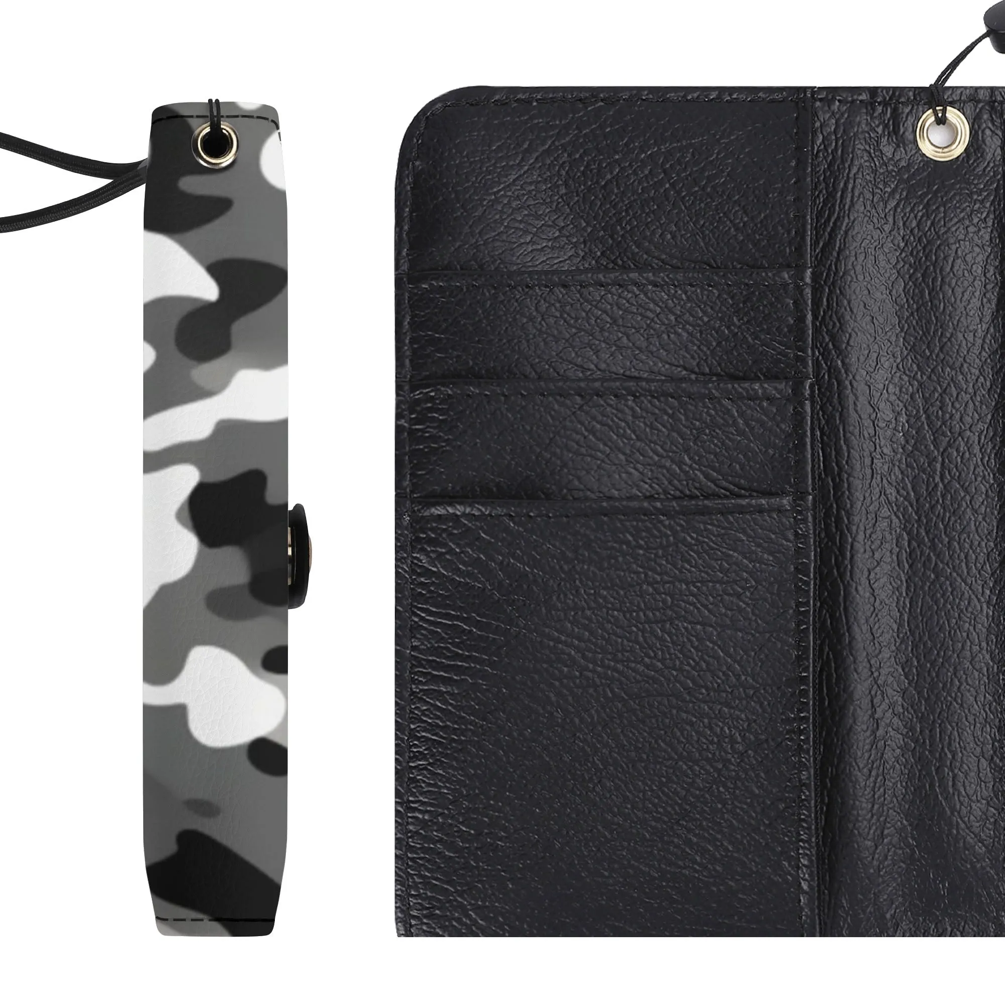 Camouflage Black PU Leather Wallet Phone Flip Case