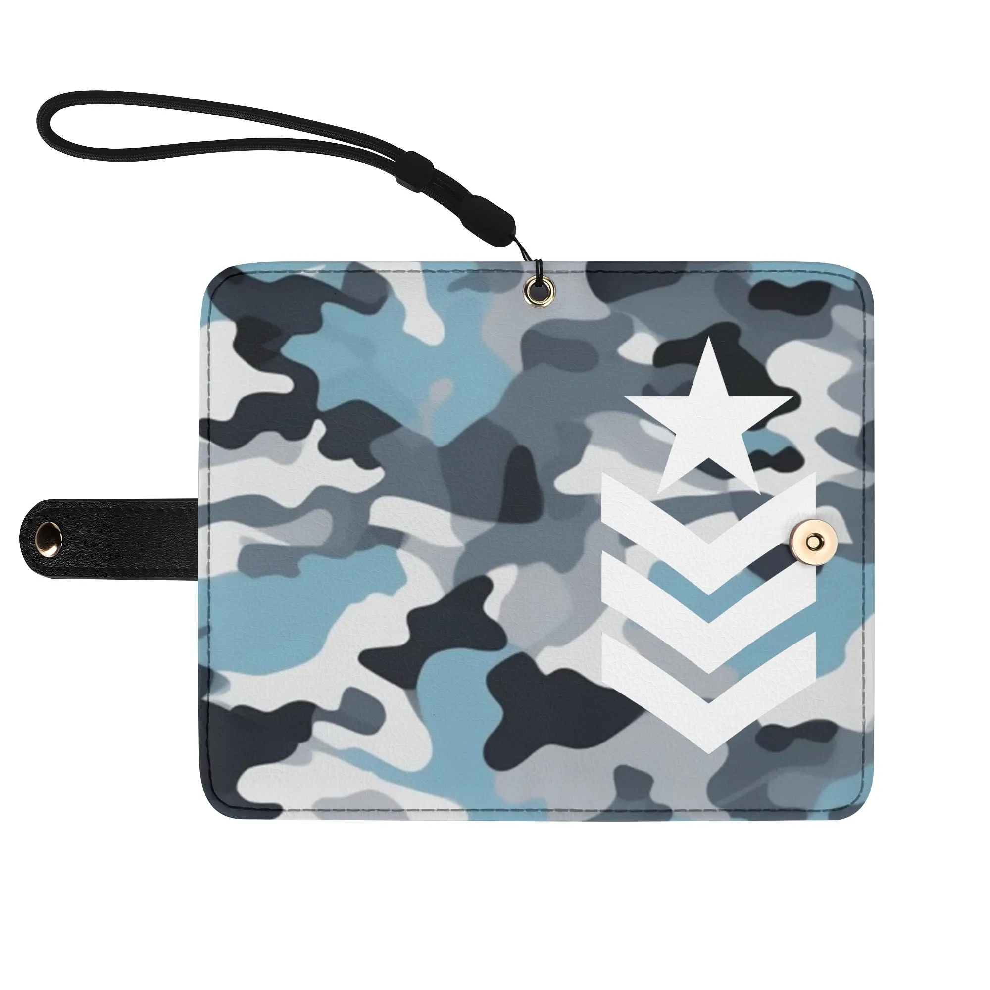 Camouflage Black PU Leather Wallet Phone Flip Case