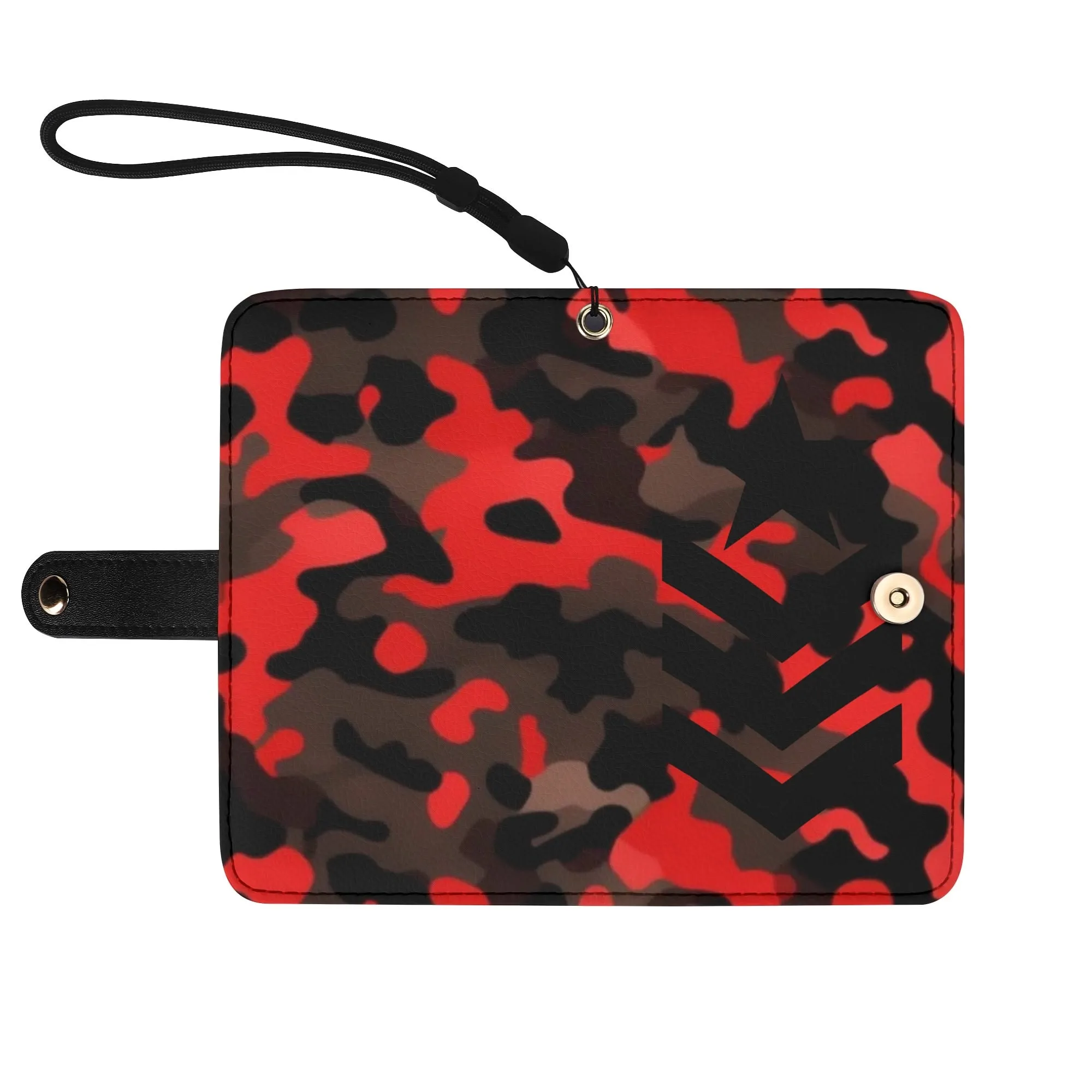 Camouflage Black PU Leather Wallet Phone Flip Case