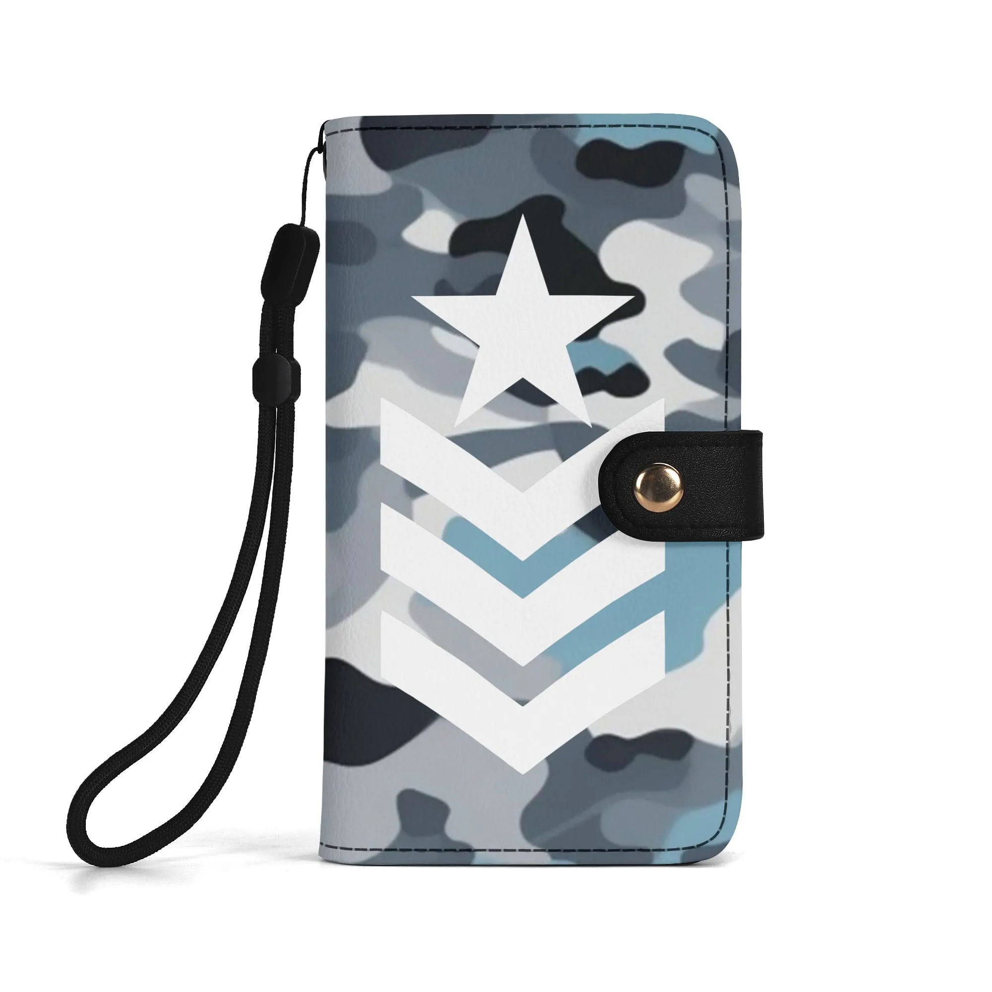 Camouflage Black PU Leather Wallet Phone Flip Case