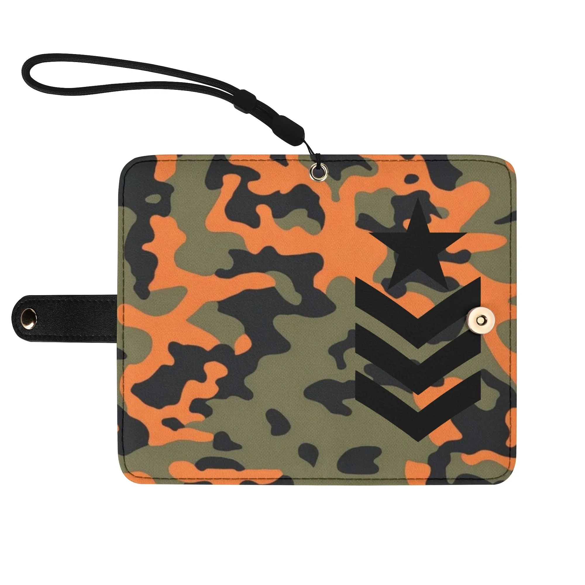 Camouflage Black PU Leather Wallet Phone Flip Case