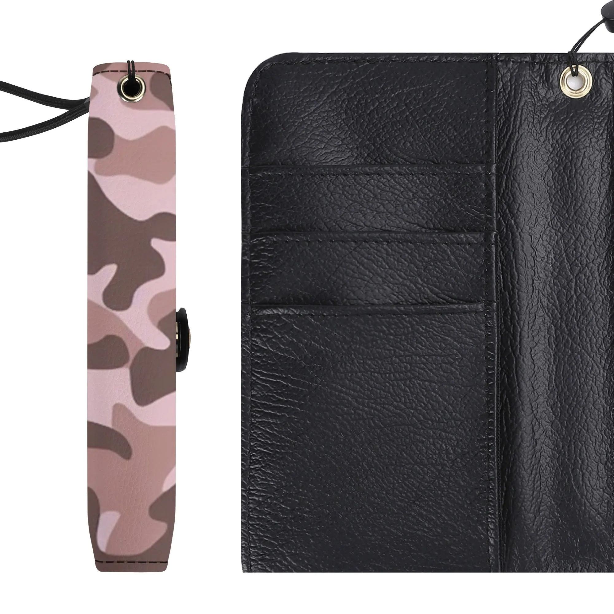 Camouflage Black PU Leather Wallet Phone Flip Case