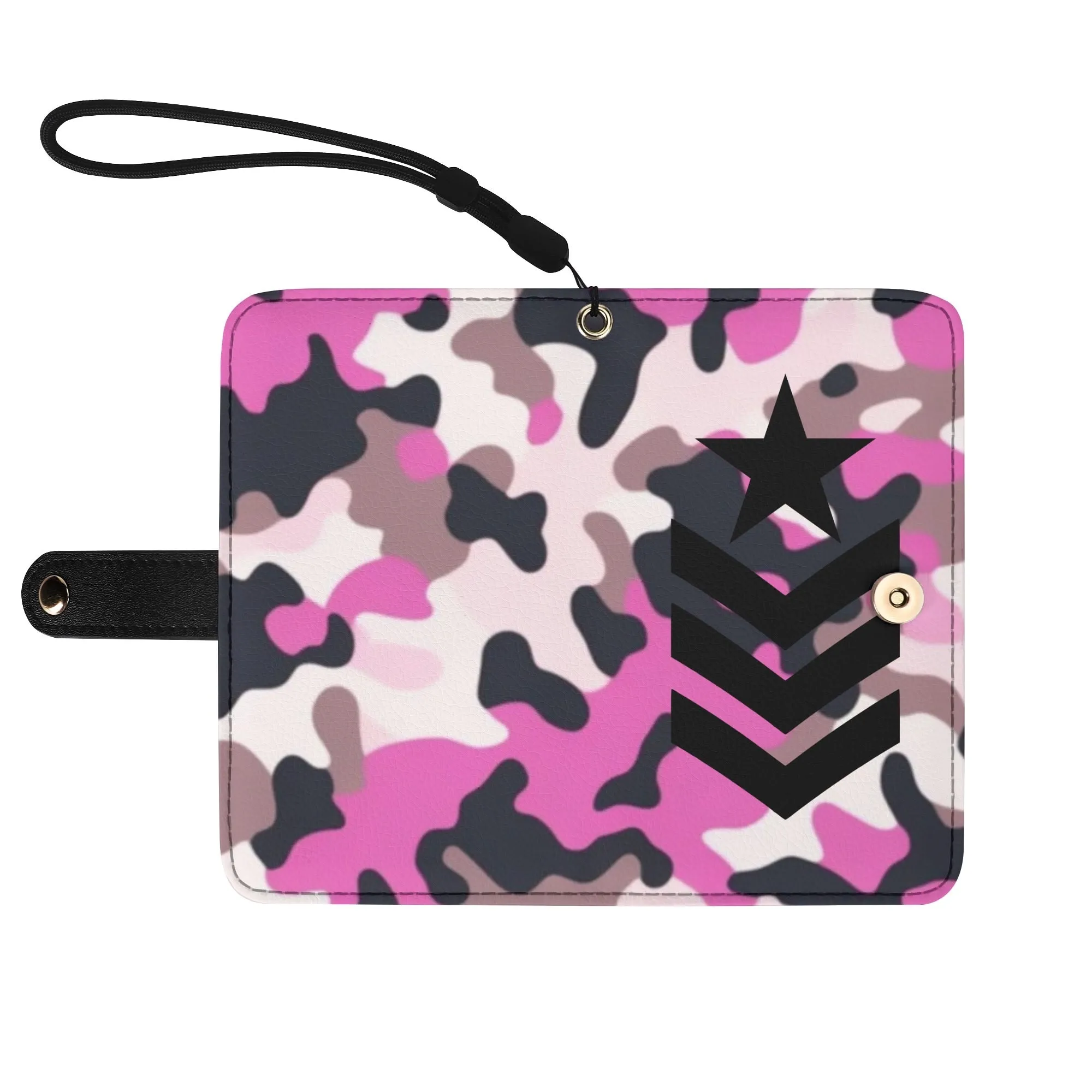 Camouflage Black PU Leather Wallet Phone Flip Case