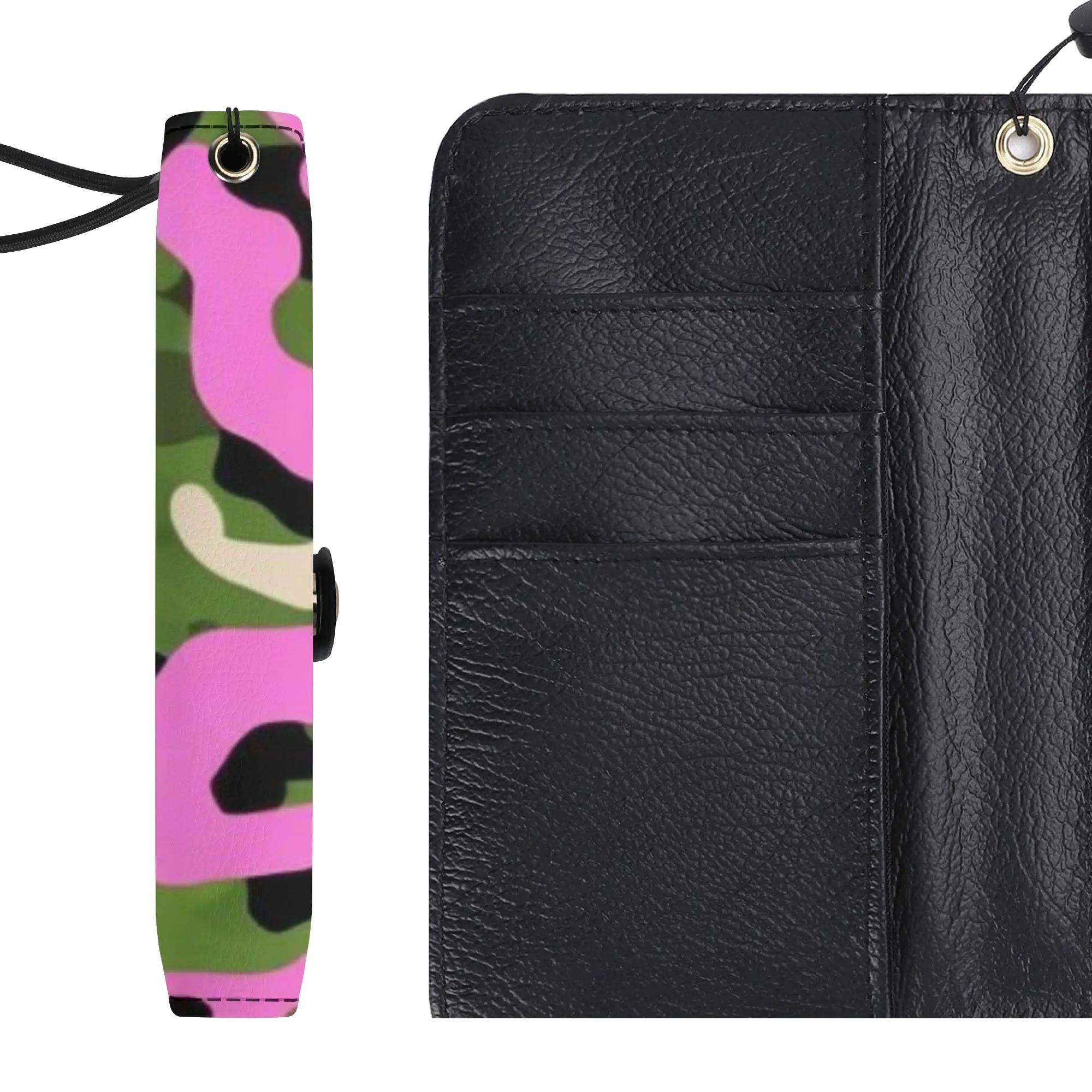 Camouflage Black PU Leather Wallet Phone Flip Case