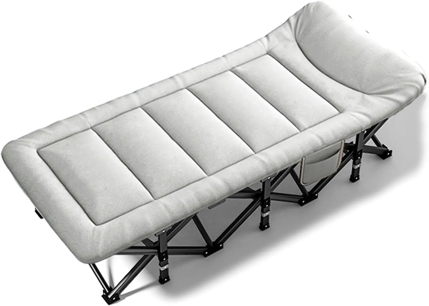 Camping Cot for Adults, Portable Folding Beds with Side Storage Pocket, Folding Camping Cot for Outdoors(Gray)