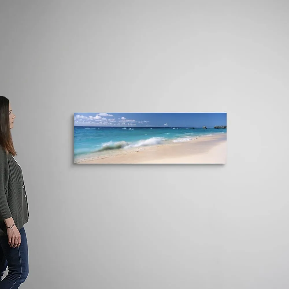 CANVAS ON DEMAND Waves in the Ocean, Warwick Long Bay, Atlantic Ocean, Bermuda Canvas Wall Art Print, Home Decor, Ocean Artwork, 48" x16in