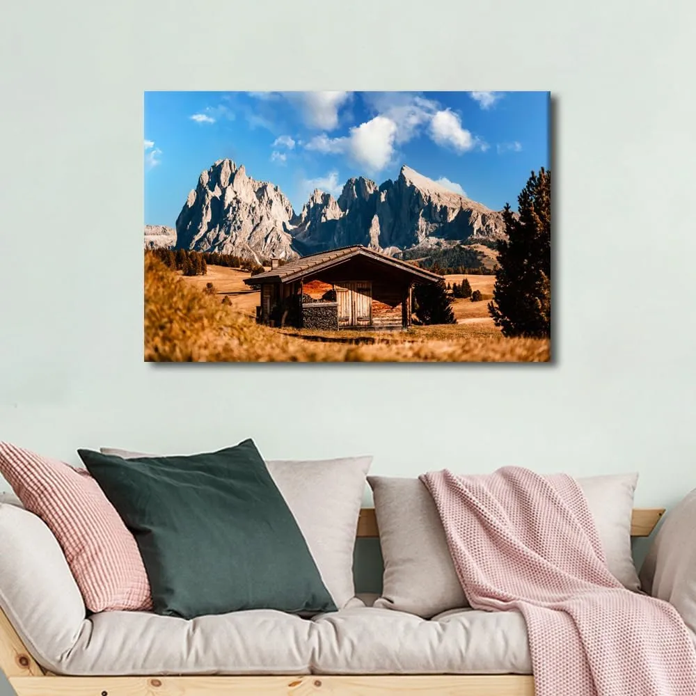 Canvas Print Wall Art Natural Scenery Themed Majestic Landscape of Alpine Red Autumn Illustrations 1 Panels for Office Meeting Room Study Wall Pictures Decor Wooden Framed Ready to Hang (16"Wx24"H)
