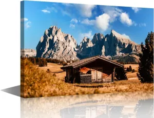 Canvas Print Wall Art Natural Scenery Themed Majestic Landscape of Alpine Red Autumn Illustrations 1 Panels for Office Meeting Room Study Wall Pictures Decor Wooden Framed Ready to Hang (16"Wx24"H)