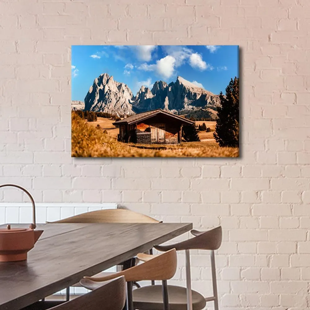 Canvas Print Wall Art Natural Scenery Themed Majestic Landscape of Alpine Red Autumn Illustrations 1 Panels for Office Meeting Room Study Wall Pictures Decor Wooden Framed Ready to Hang (16"Wx24"H)