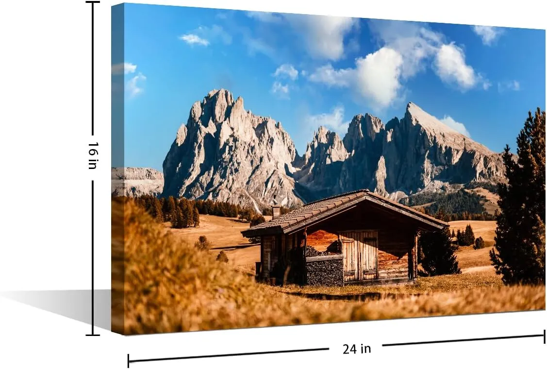 Canvas Print Wall Art Natural Scenery Themed Majestic Landscape of Alpine Red Autumn Illustrations 1 Panels for Office Meeting Room Study Wall Pictures Decor Wooden Framed Ready to Hang (16"Wx24"H)