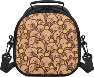 Capybara Lunch Box, Lunch Containers for Kids Girls with Detachable Handle and Adjustable Shoulder Strap Insulated Food Cooler Bags Insulated Food Storage Handbag for School