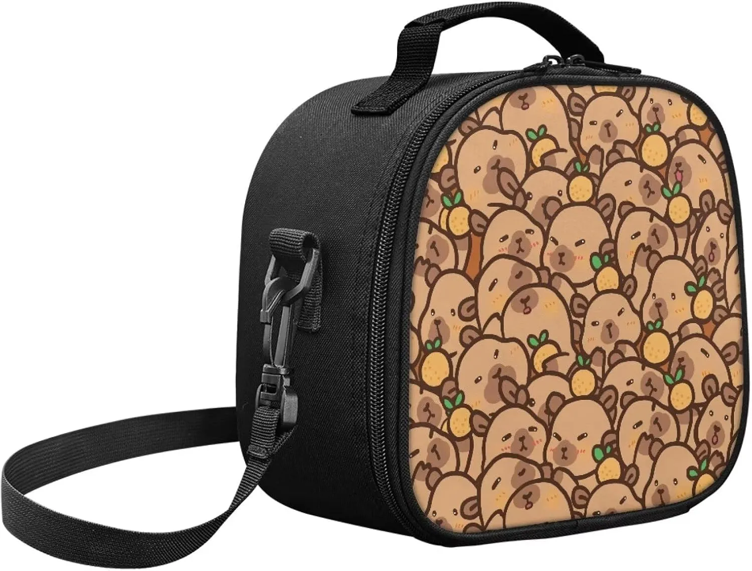 Capybara Lunch Box, Lunch Containers for Kids Girls with Detachable Handle and Adjustable Shoulder Strap Insulated Food Cooler Bags Insulated Food Storage Handbag for School