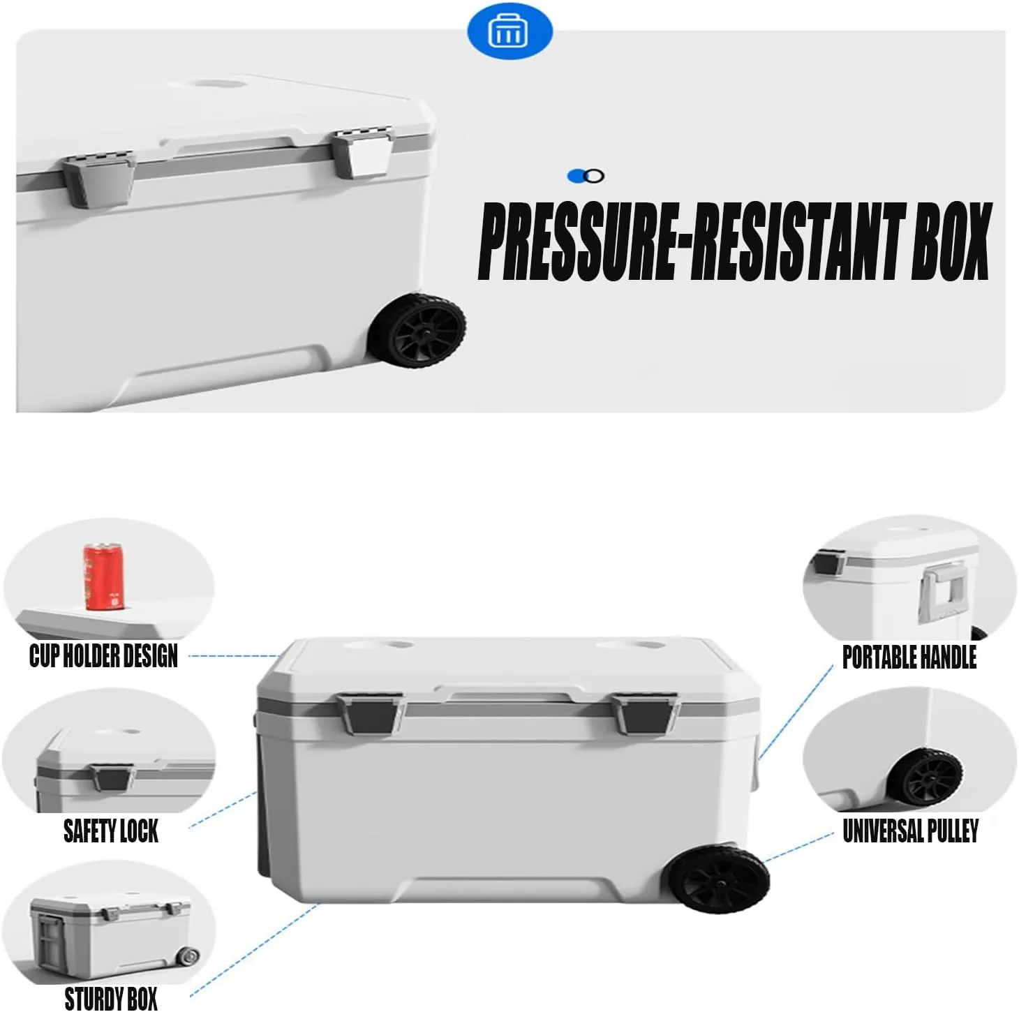Car Camping Coolers for Chevy GMC Sierra Denali/GMC Canyon/Silverado1500/Corvette, Waterproof Portable Cooler, Leak Proof Picnic Insulated Bag, Ultra-Light Premium Ice Chest Box,C-Blue-45L