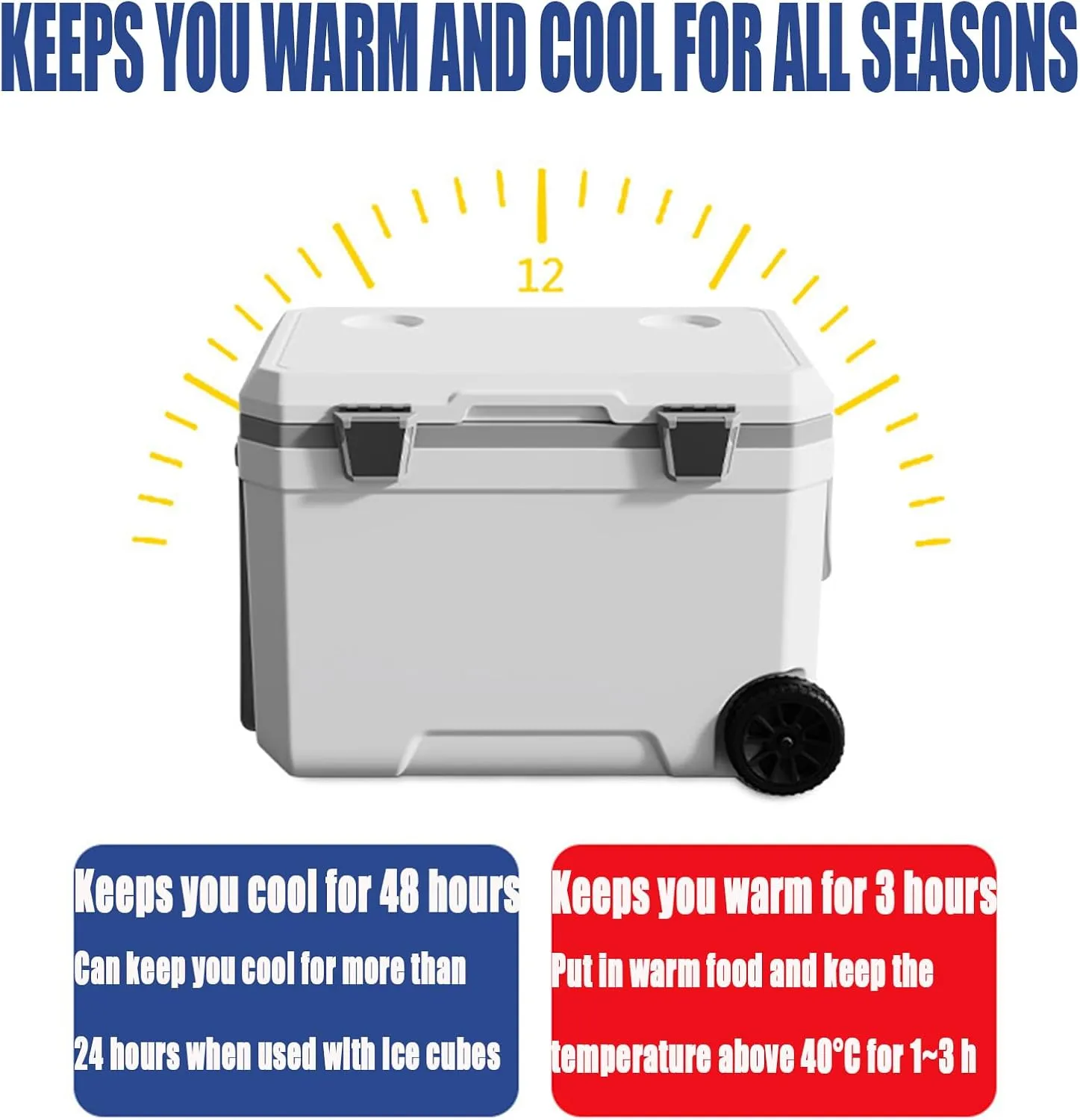 Car Camping Coolers for Chevy GMC Sierra Denali/GMC Canyon/Silverado1500/Corvette, Waterproof Portable Cooler, Leak Proof Picnic Insulated Bag, Ultra-Light Premium Ice Chest Box,C-Blue-45L