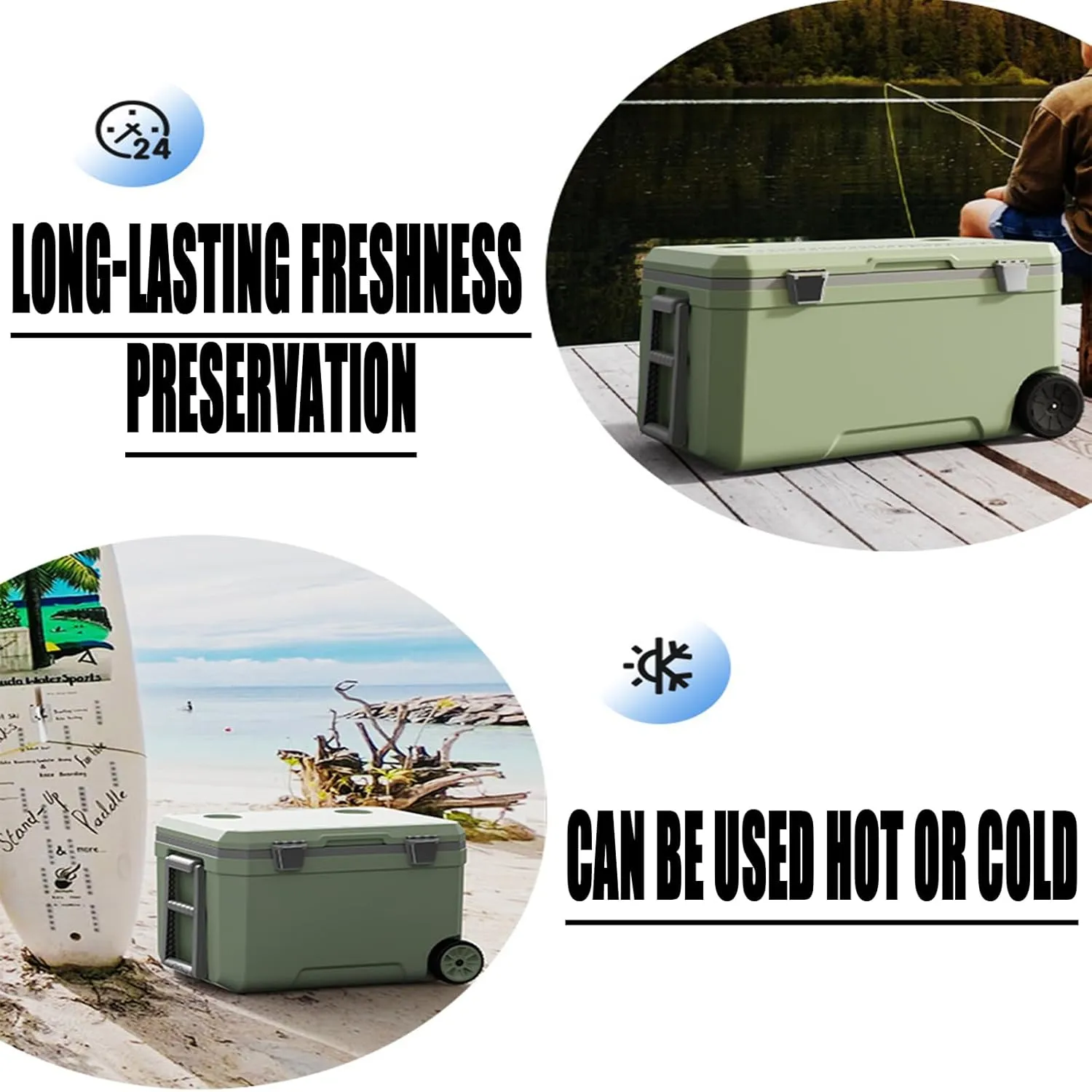 Car Camping Coolers for Daewoo Evanda/Kalos/Lacetti/Lanos/Leganza/Matiz/Nexia, Waterproof Portable Cooler, Leak Proof Picnic Insulated Bag, Ultra-Light Premium Ice Chest Box,A-Green-70L