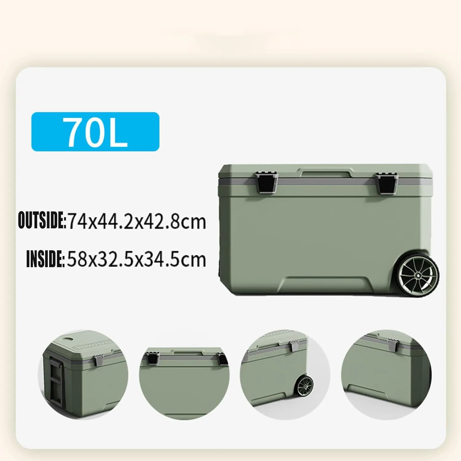Car Camping Coolers for Daewoo Evanda/Kalos/Lacetti/Lanos/Leganza/Matiz/Nexia, Waterproof Portable Cooler, Leak Proof Picnic Insulated Bag, Ultra-Light Premium Ice Chest Box,A-Green-70L