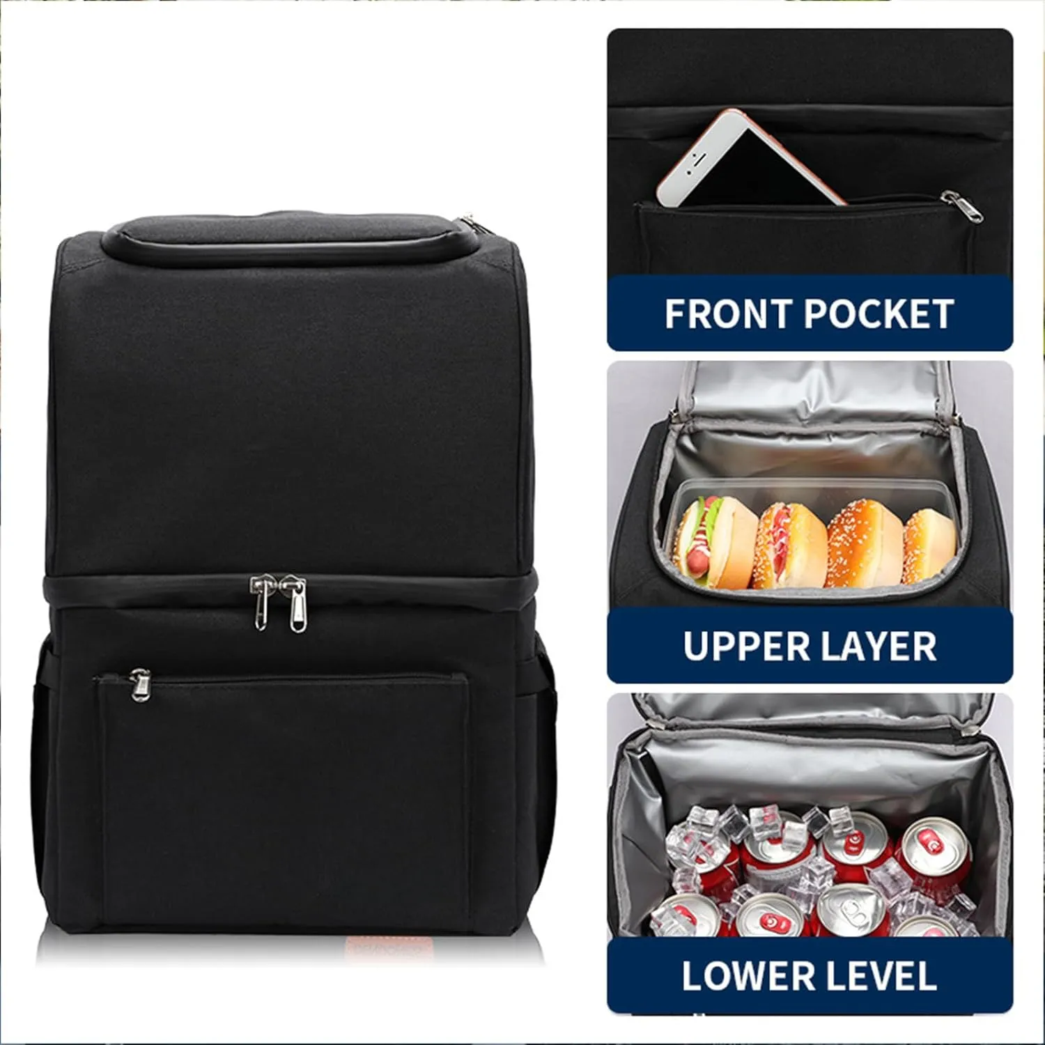 Car Camping Coolers for Toyota Previa/Starlet/Urban Cruiser/Verso/Yaris Verso, Waterproof Portable Cooler, Leak Proof Picnic Insulated Bag, Ultra-Light Premium Ice Chest Box,A-Black