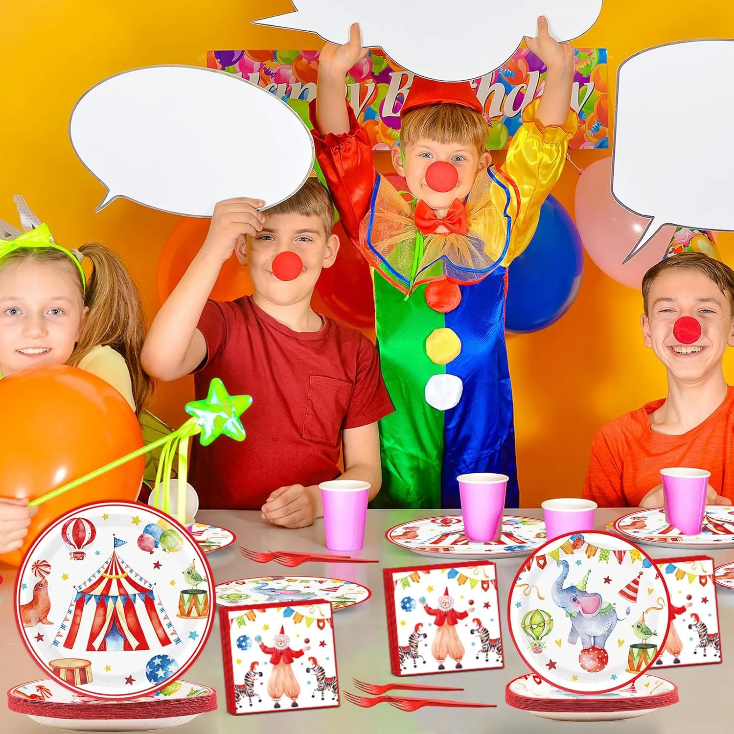 Carnival Theme Party Decorations Circus Party Plates Napkins Carnival Birthday Party Tableware Circus Disposable Paper Plates Watercolor Carnival Circus Party Supplies 24 Guests