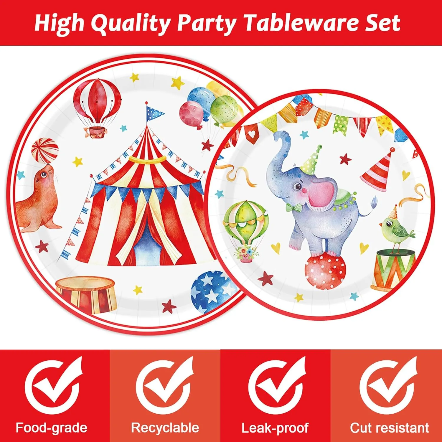 Carnival Theme Party Decorations Circus Party Plates Napkins Carnival Birthday Party Tableware Circus Disposable Paper Plates Watercolor Carnival Circus Party Supplies 24 Guests