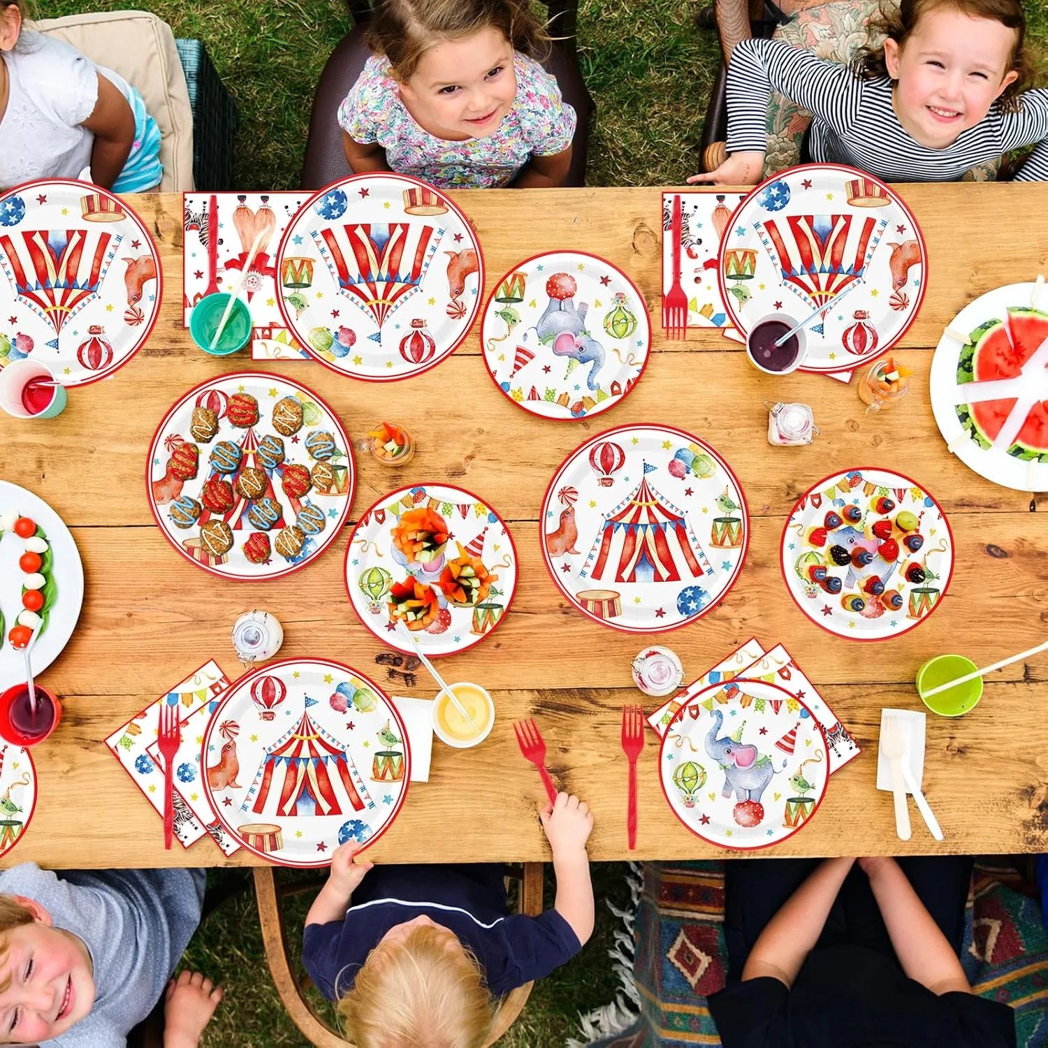 Carnival Theme Party Decorations Circus Party Plates Napkins Carnival Birthday Party Tableware Circus Disposable Paper Plates Watercolor Carnival Circus Party Supplies 24 Guests