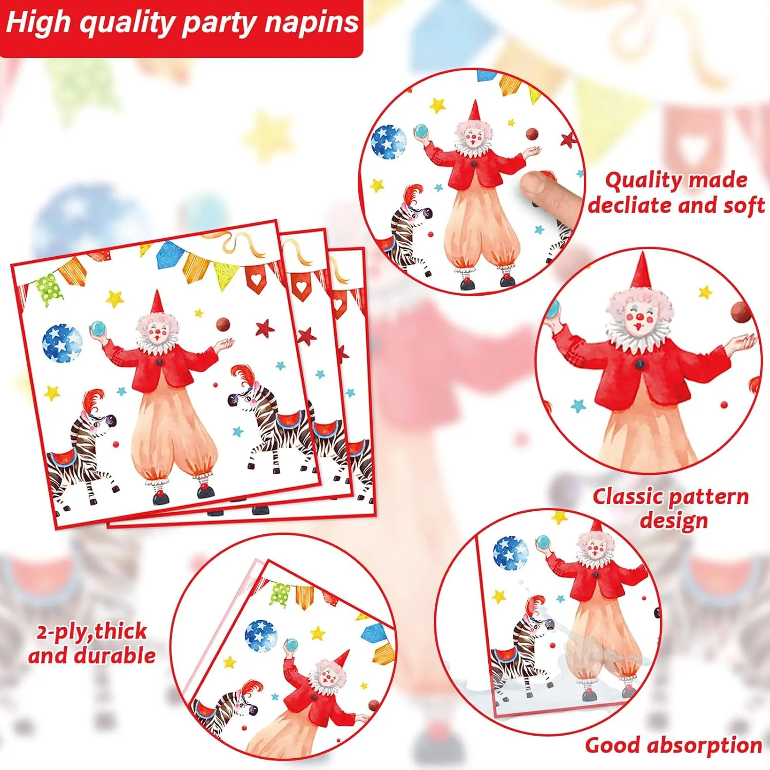 Carnival Theme Party Decorations Circus Party Plates Napkins Carnival Birthday Party Tableware Circus Disposable Paper Plates Watercolor Carnival Circus Party Supplies 24 Guests