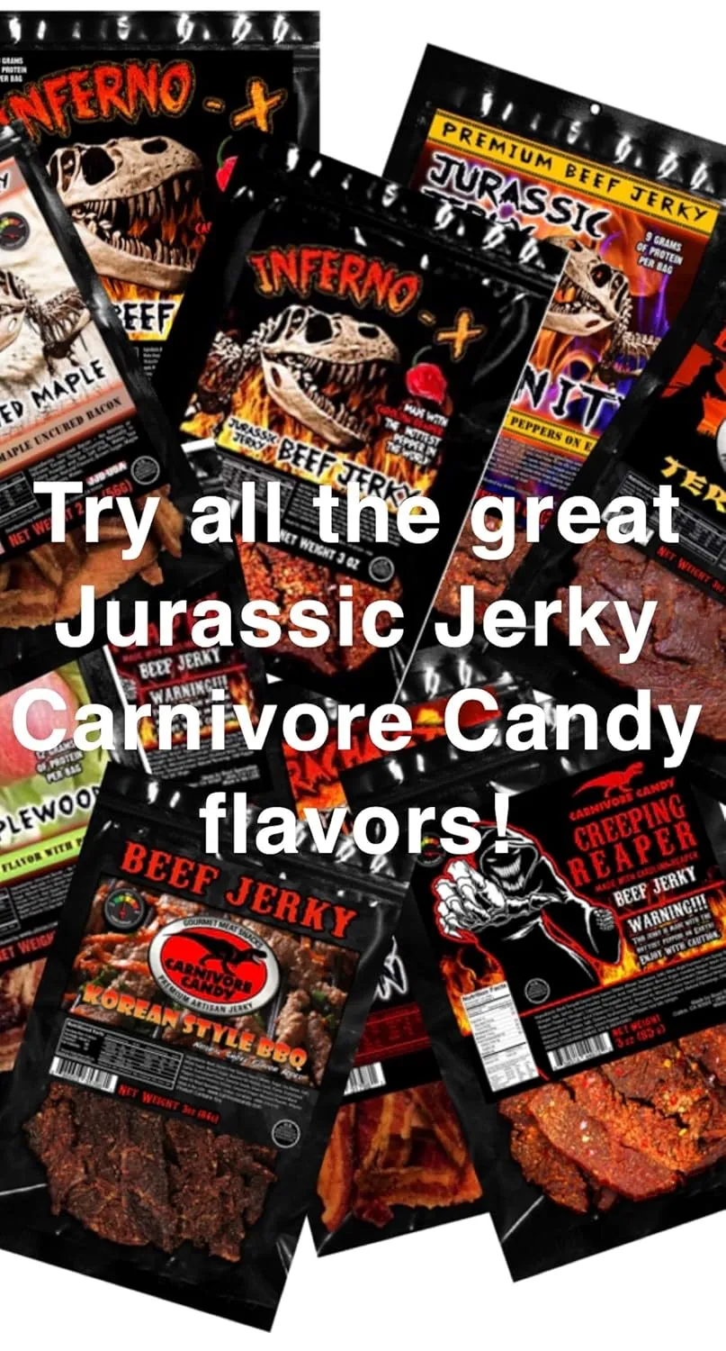 Carnivore Candy Gourmet Beef Jerky Flavor Sampler - Mango Habanero, Sweet & Spicy & Smoky Sriracha (3 x 3 oz bags) (Pack of 3, Mix Pack)