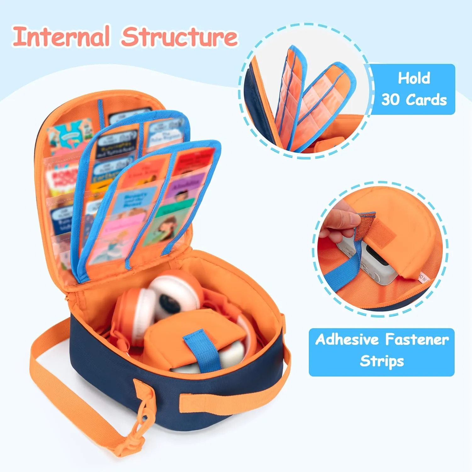 Carrying Case Compatible with Yoto Mini (2024 Edition), Card Holder Hold Up to 30 Cards, Travel Storage Bag for Audio Music Player & Headphone Accessories, Blue (Bag Only) Patented Design