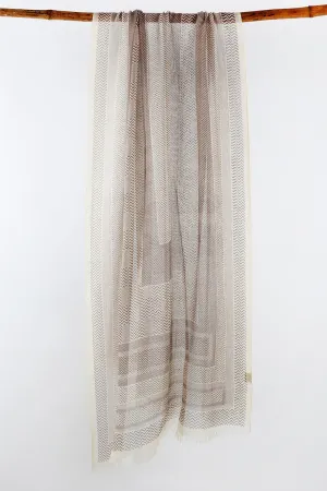 Cashmere Silk Herringbone - Brown & Beige
