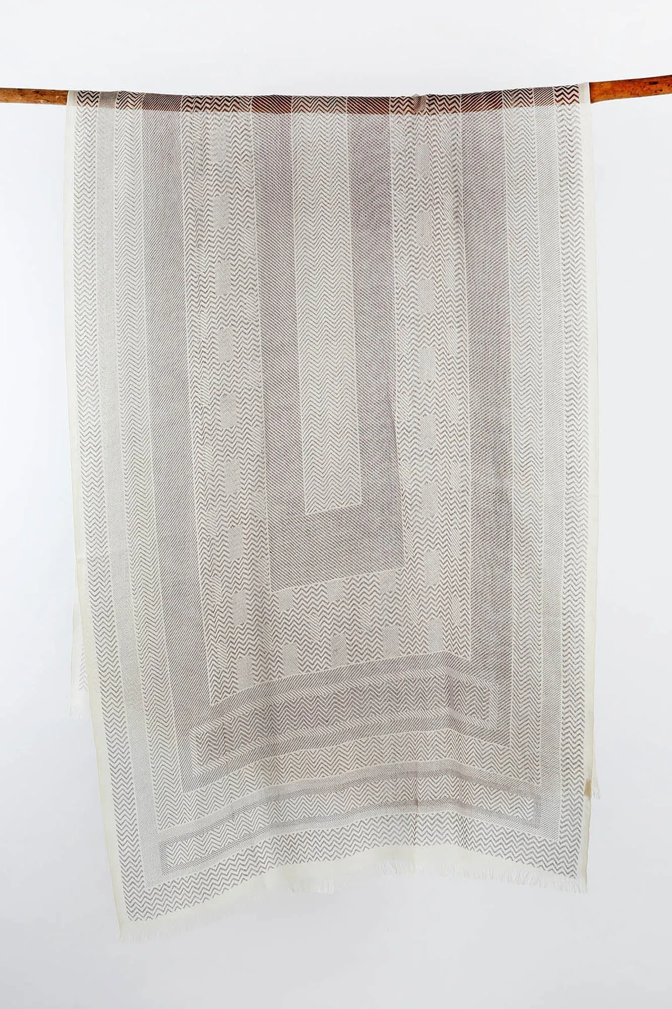 Cashmere Silk Herringbone - Brown & Beige