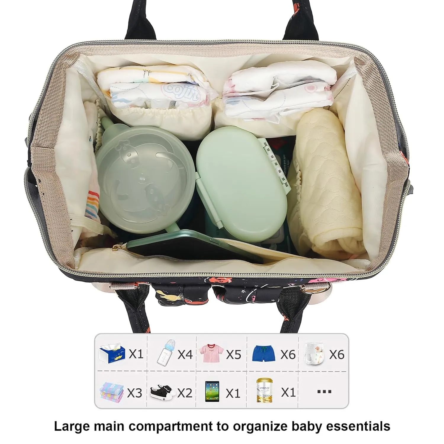 Cat Diaper Bag Backpack for Baby Girls, Mom Waterproof Large Nappy Bags for Women