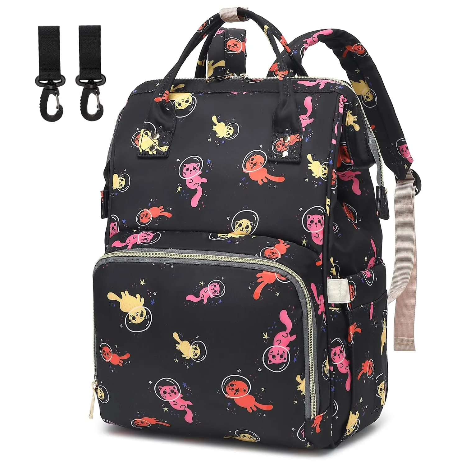Cat Diaper Bag Backpack for Baby Girls, Mom Waterproof Large Nappy Bags for Women