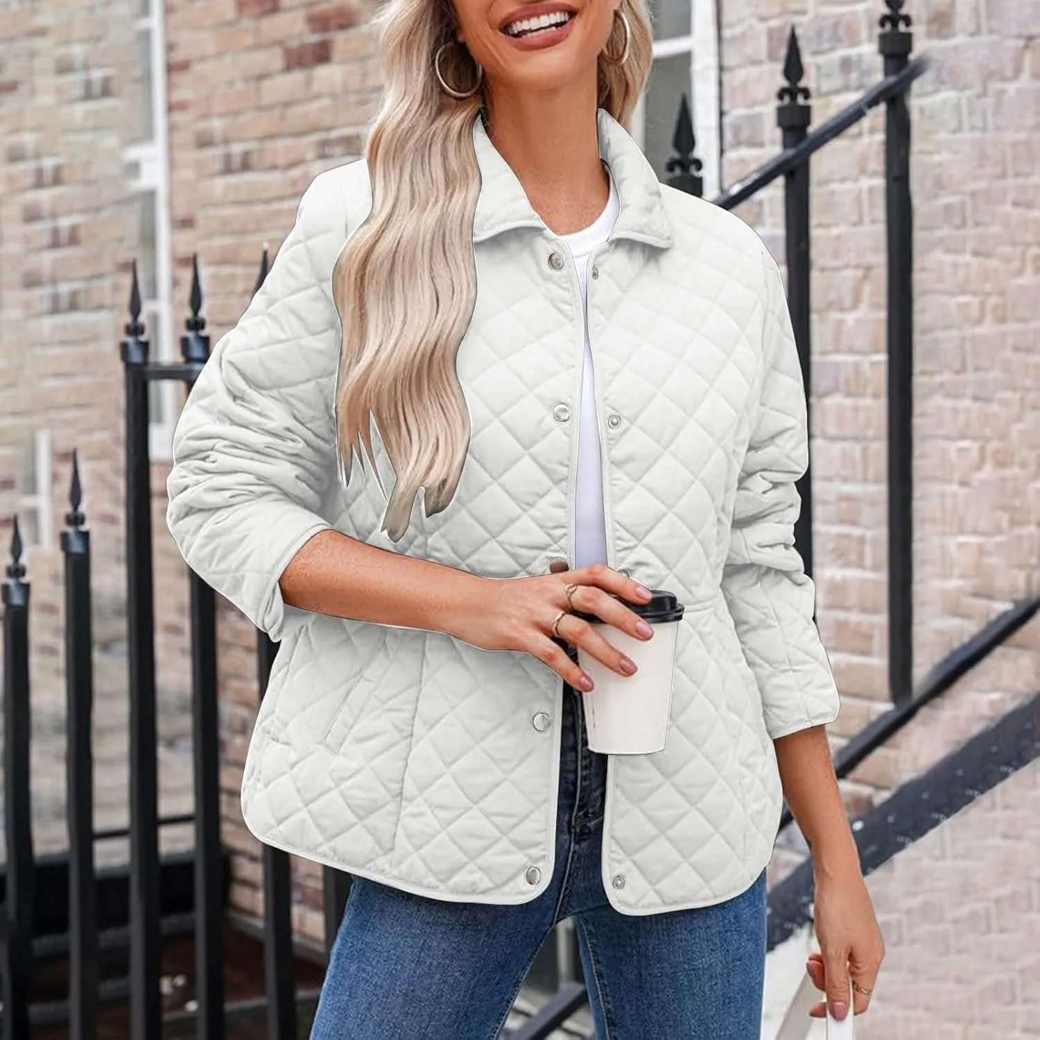 Ceboyel Women'S Quilted Barn Jackets 2024 Trendy Puffy Coats Quilted Bomber Jacket Lightweight Warm Winter Outerwear Clothing