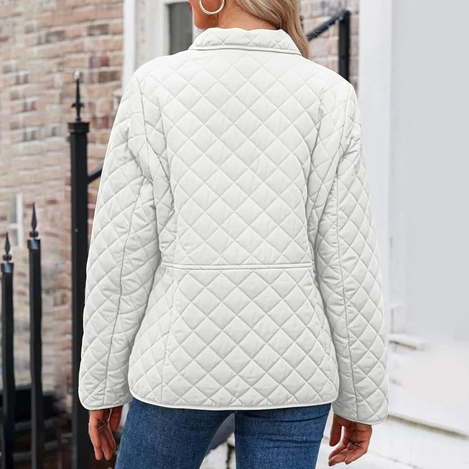 Ceboyel Women'S Quilted Barn Jackets 2024 Trendy Puffy Coats Quilted Bomber Jacket Lightweight Warm Winter Outerwear Clothing