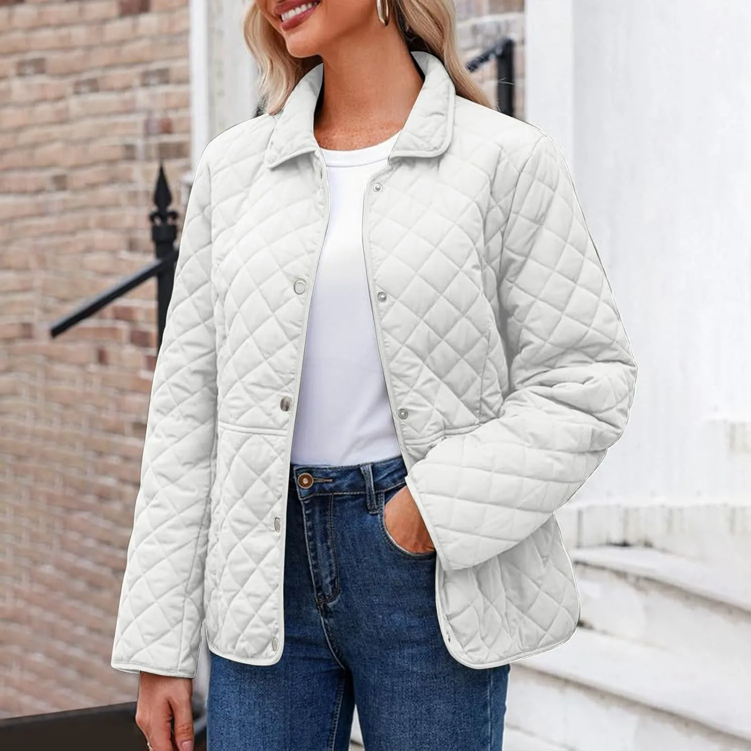 Ceboyel Women'S Quilted Barn Jackets 2024 Trendy Puffy Coats Quilted Bomber Jacket Lightweight Warm Winter Outerwear Clothing