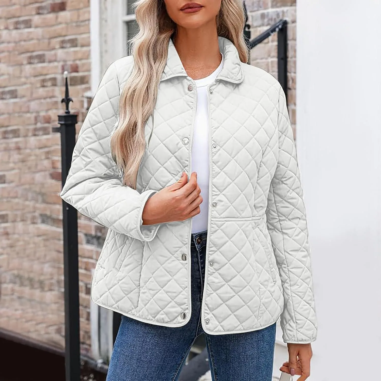 Ceboyel Women'S Quilted Barn Jackets 2024 Trendy Puffy Coats Quilted Bomber Jacket Lightweight Warm Winter Outerwear Clothing
