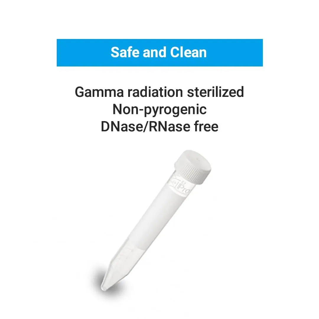 CellPro™ Conical Centrifuge Tubes, Test Tubes with Leakproof Screw Caps, Polypropylene with Graduated and Write-on Spot, Non-Pyrogenic, DNAse/RNAse Free (50ml, Sterile Resealable Bags, 25/Pk)